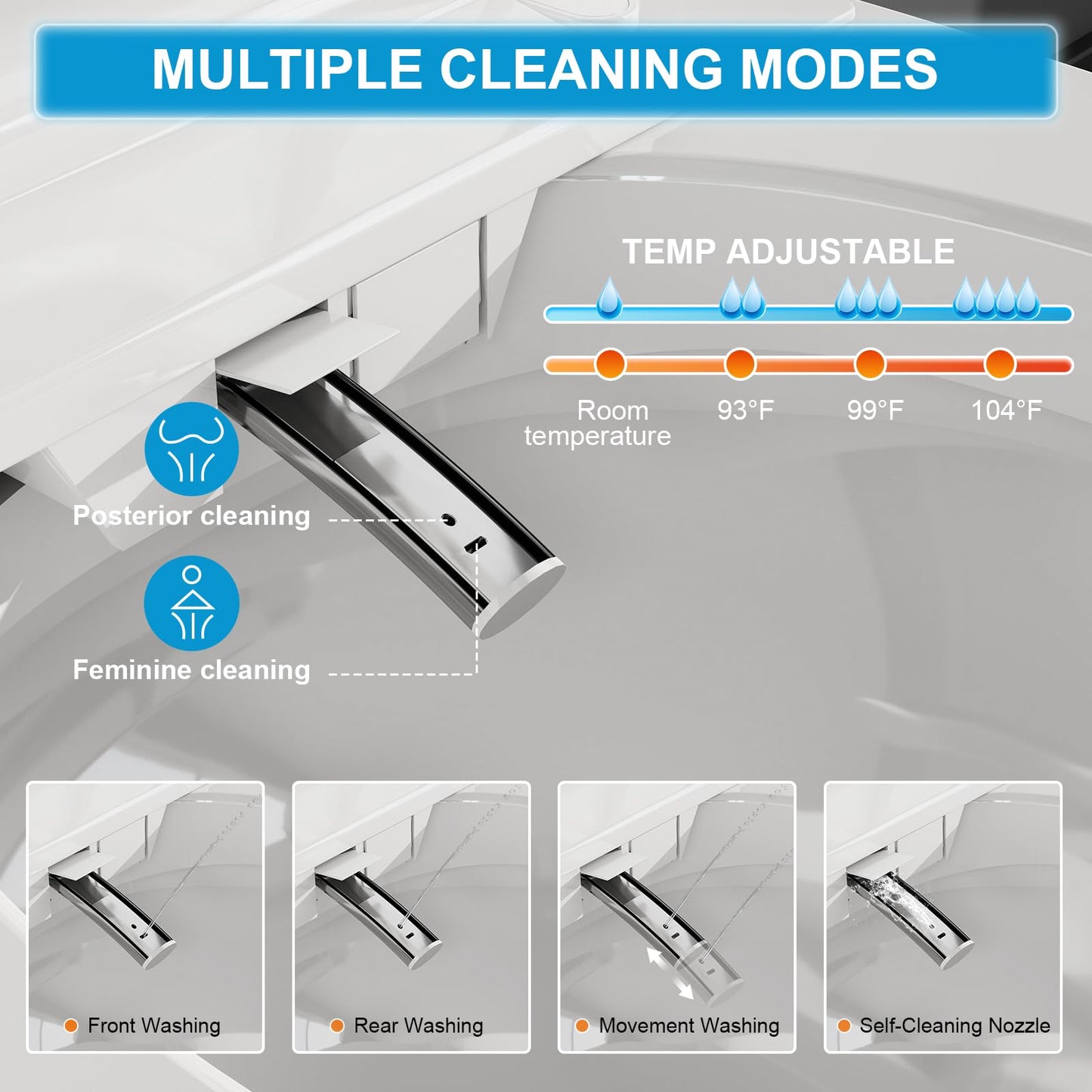 Smart Bidet Toilet with Foam Shield, Auto Open/Close Lid & Seat, Foot Sensor Flush, Tankless One Piece Elongated, Heated Seat, Instant Warm Water & Dryer