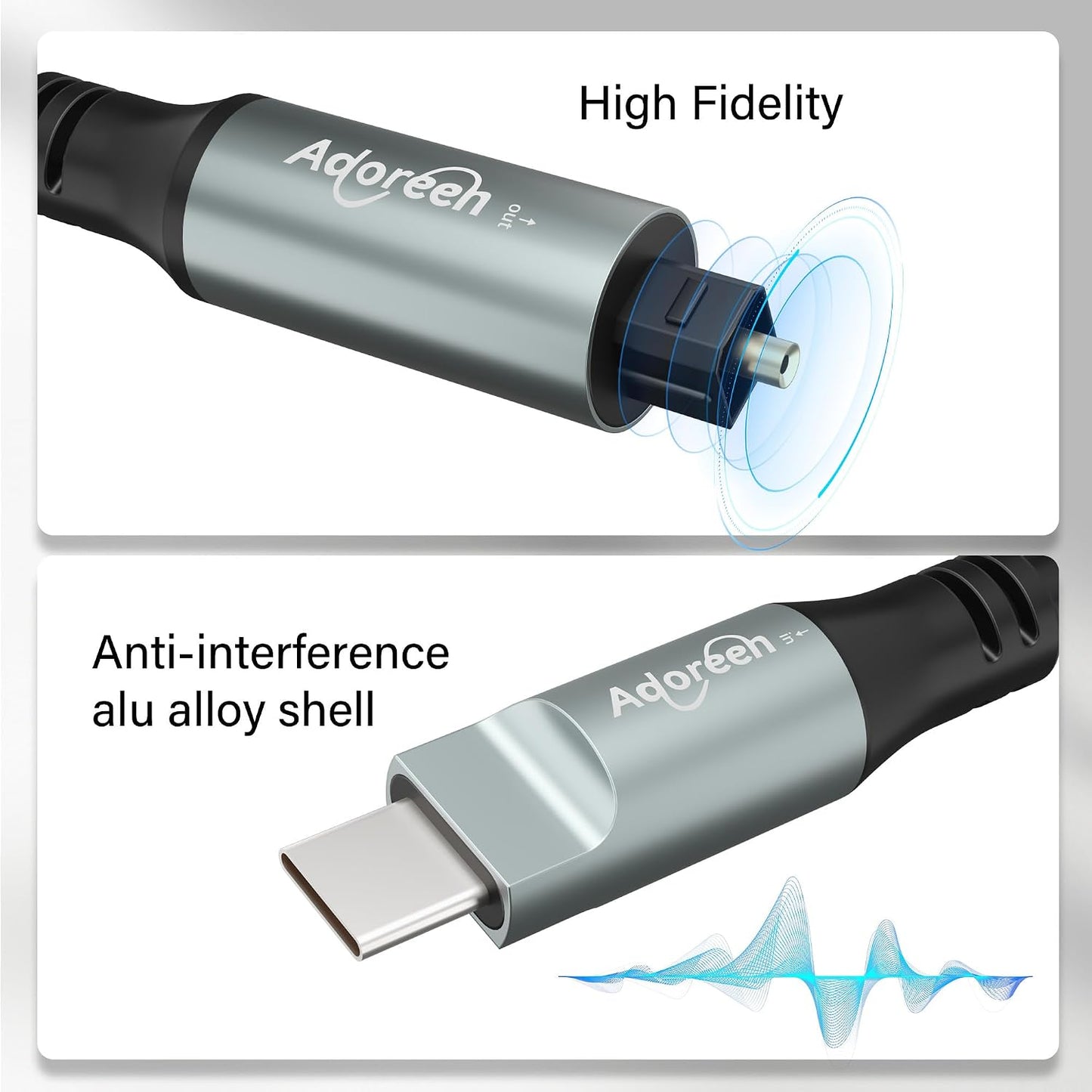 4 2.0 PS5, Adoreen Unidirectional USB C to Toslink Digital Optical Audio Cable Ft, USB Male to SPDIF Port Male Fiber