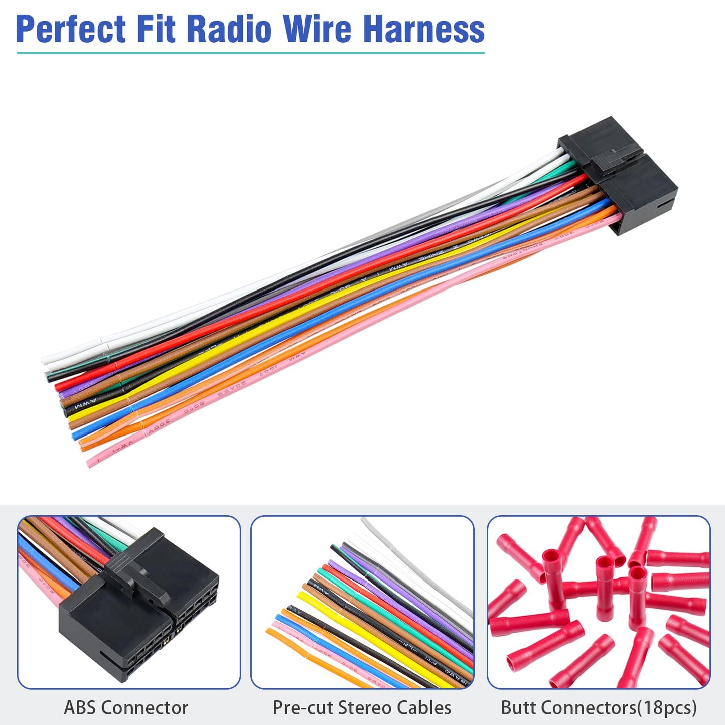20Pin Radio Wiring Harness Plug Compatible with Boss Aftermarket Car Radio Stereo Wire Connector Adapter