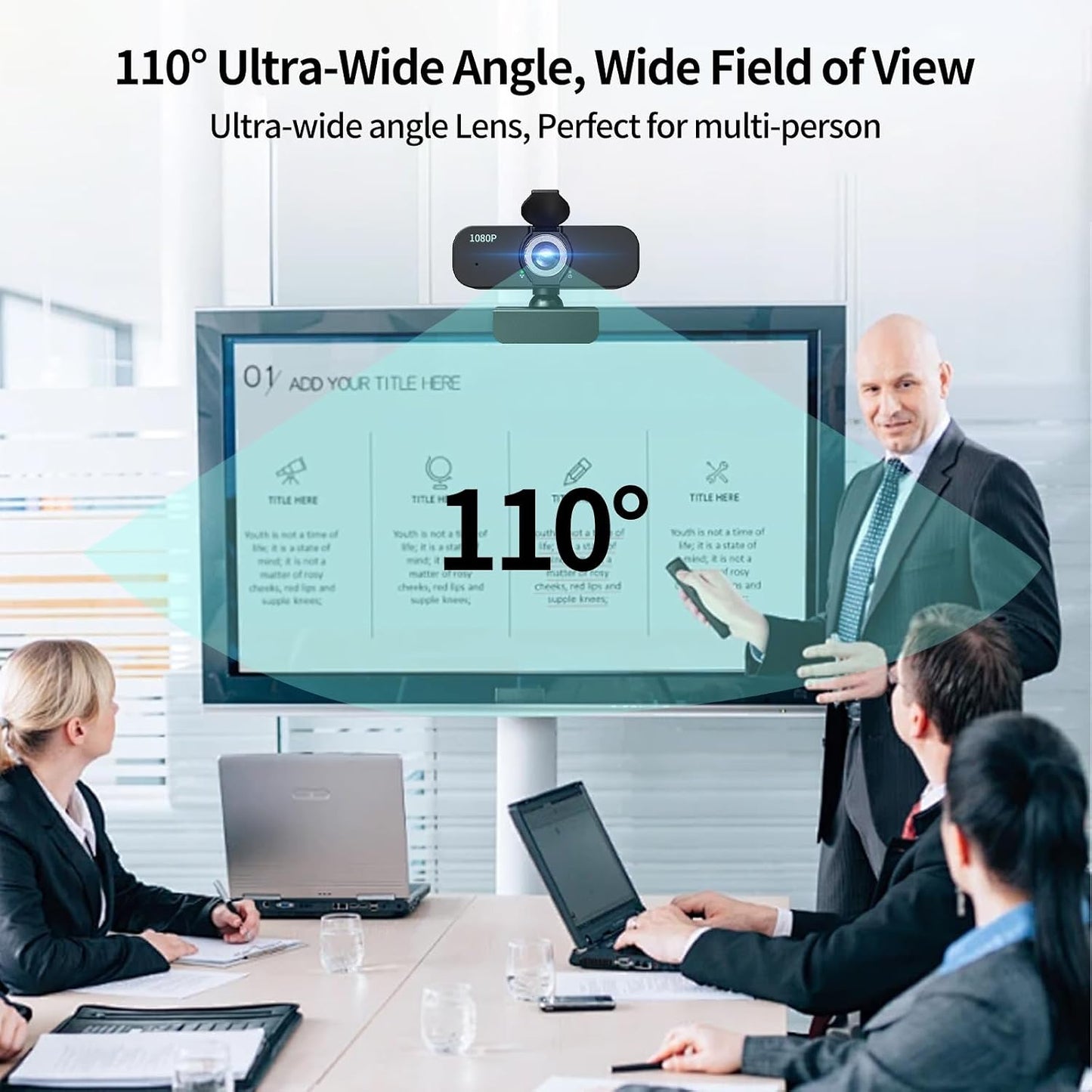 Lusinx 1080P Webcam for Computer/Laptop/Desktop/PC, External Camera with Microphone, USB Plug&Play, Auto Low Light