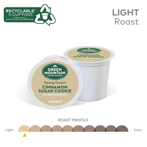 Green Mountain Coffee Roasters Light Roast Coffee Pods - Cinnamon Sugar Cookie Flavor | 12 Count