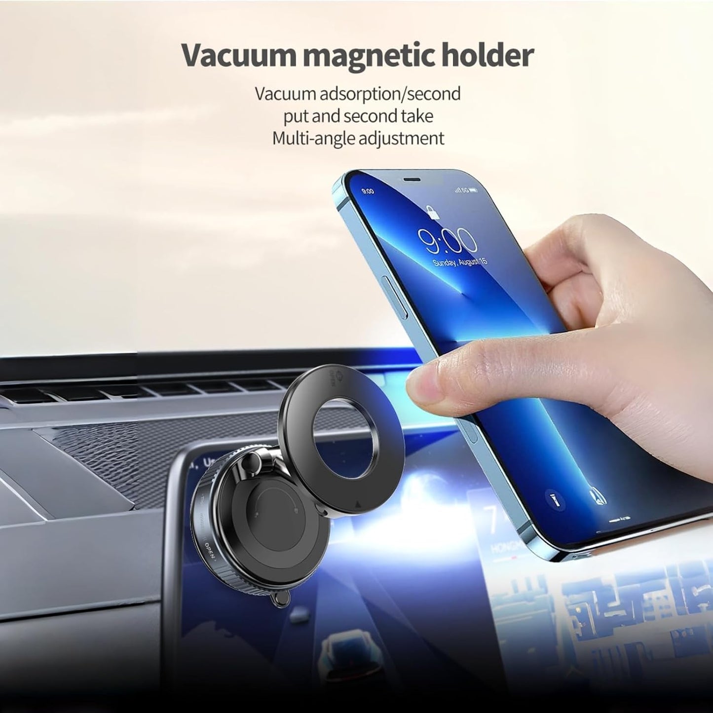 AntoFlash 360 Vacuum Magnetic Car Phone Holder for Your Car, Adjustable Car Phone Mount, Foldable Car Mount