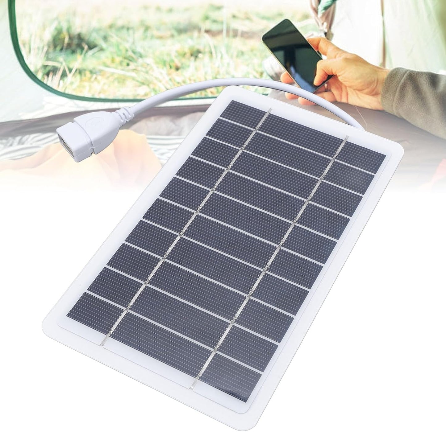 2 Solar Panel Power Bank, Monocrystalline Silicon USB Outputs High Efficiency Portable Phone Charger, with Compact Size