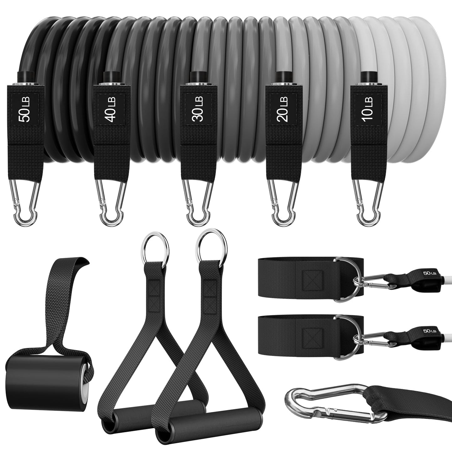 WHATAFIT Resistance Bands, Exercise Bands，Resistance Bands for Working Out, Work Out Bands with Handles for Men and Women Fitness, Strength Training Home Gym Equipment