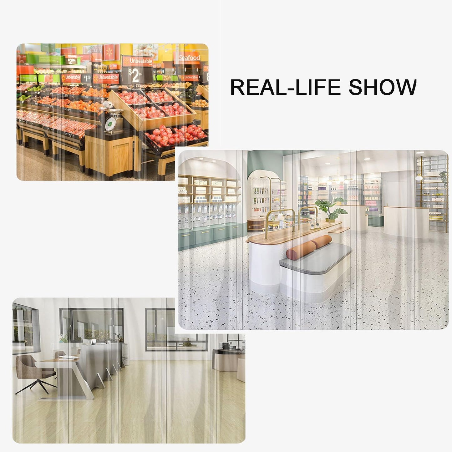 Clear PVC Strip Curtain - Waterproof Vinyl Dustproof Strips for Cold Rooms & Freezers - Heavy Duty 0.9x2.4m Warehouse & Industrial Use,Size_Name,0.9x2.4m