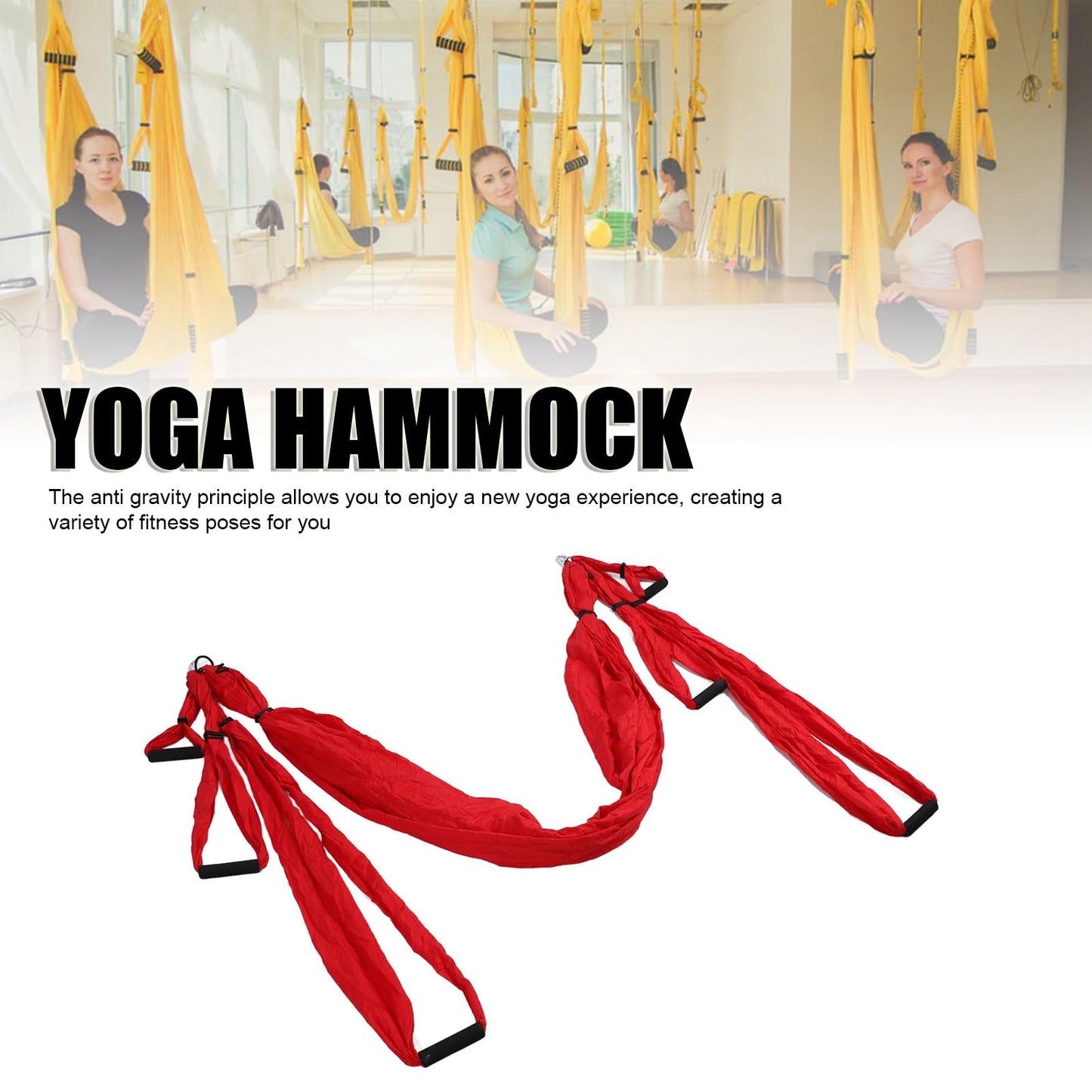 Aerial Yoga Swing Set Adjustable Increase Flexibility Yoga Hammock Yoga Inversion Tool Anti Yoga Sling Suspension Flying Trapeze for Physical Exercise (Red)
