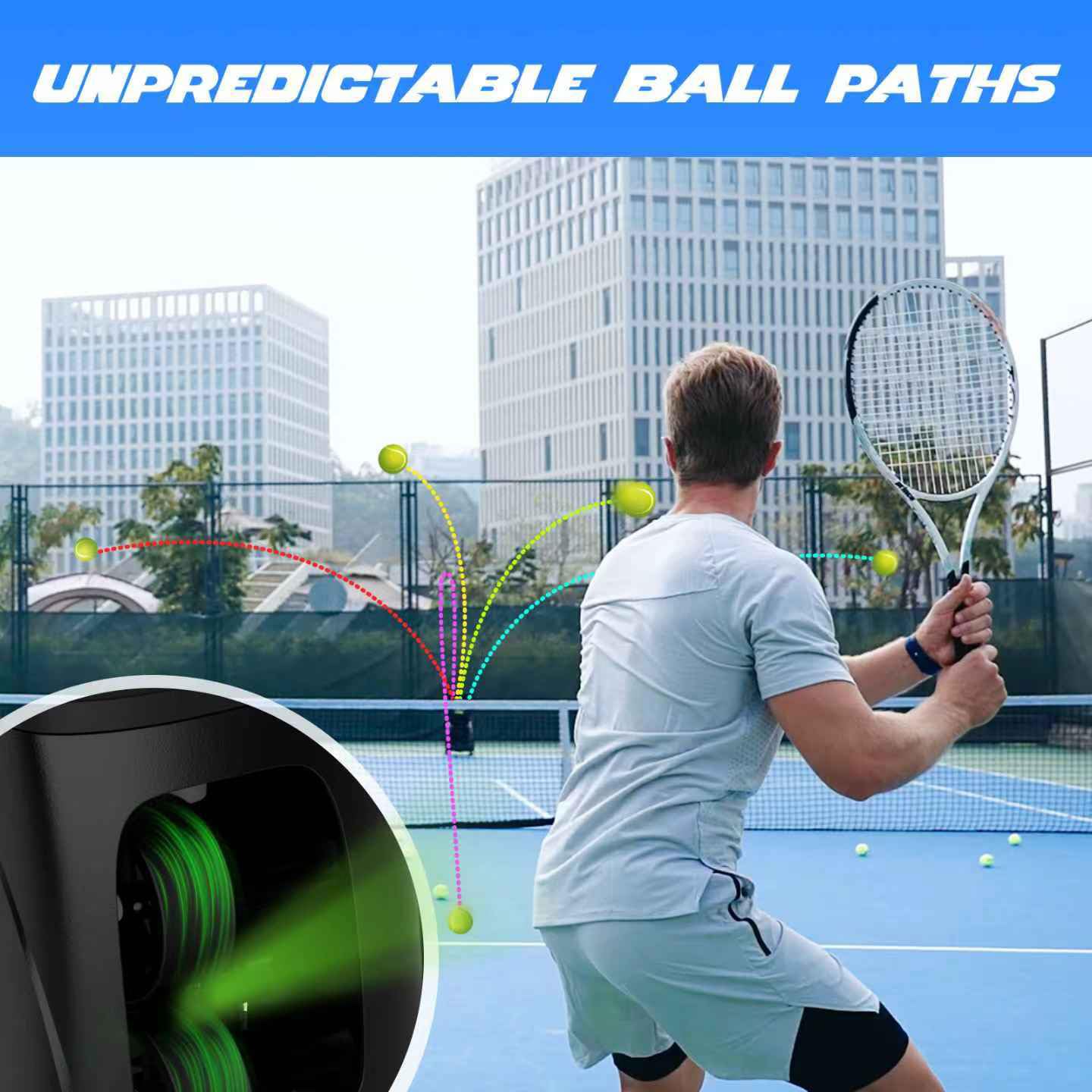 PUSUN｜PT-Smart Pro Internal Oscillation Tennis Ball Machine: App with 12 Built-in Training Modes, 28-Pt Custom Drills,75MPH, 5H,32.6lb Portable for Tennis & Padel,Training, Practice,Beginners to Pros