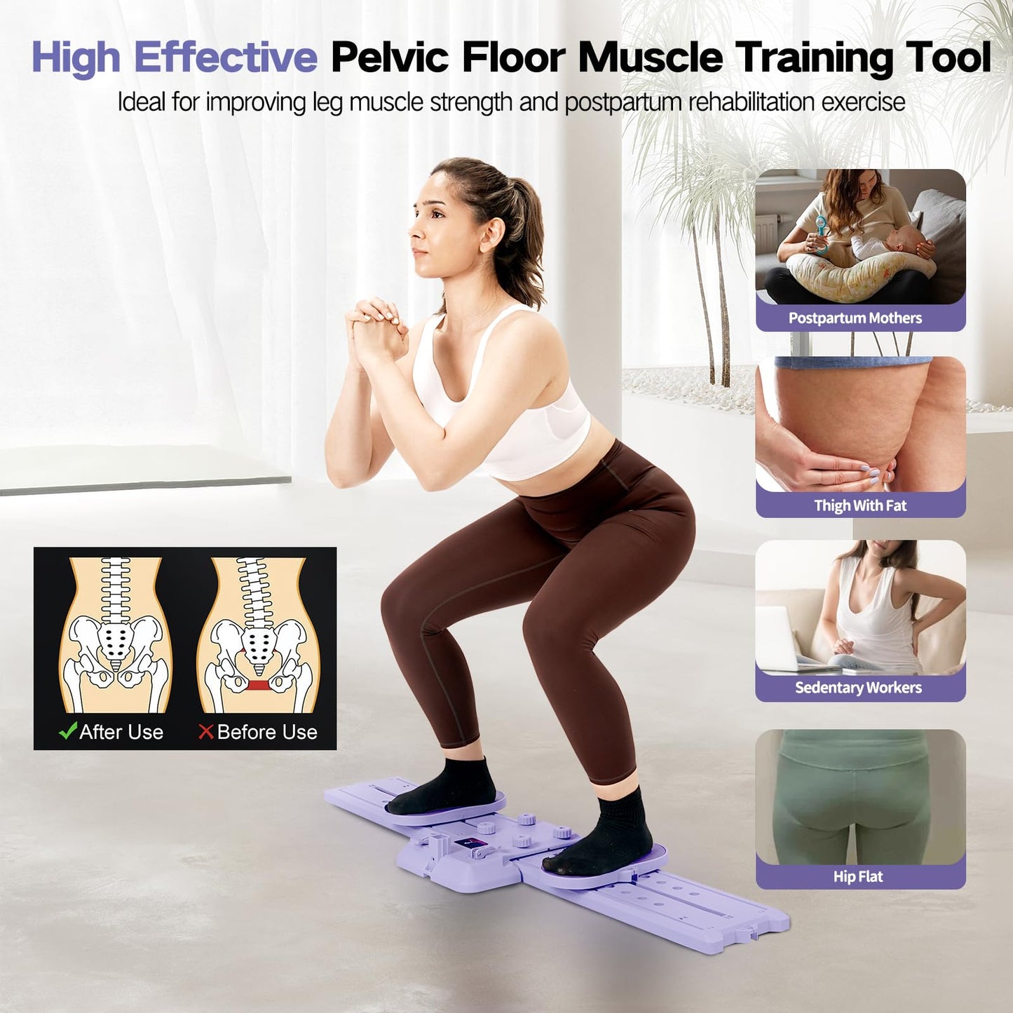 KESHWELL Ab Machine,Thigh Leg Exerciser,Sit Up Exercise Equipment for Man & Women,Pelvic Floor Exercise Devices for Home,Multifunctional Workout Equipment with Resistance Bands for Weight Loss