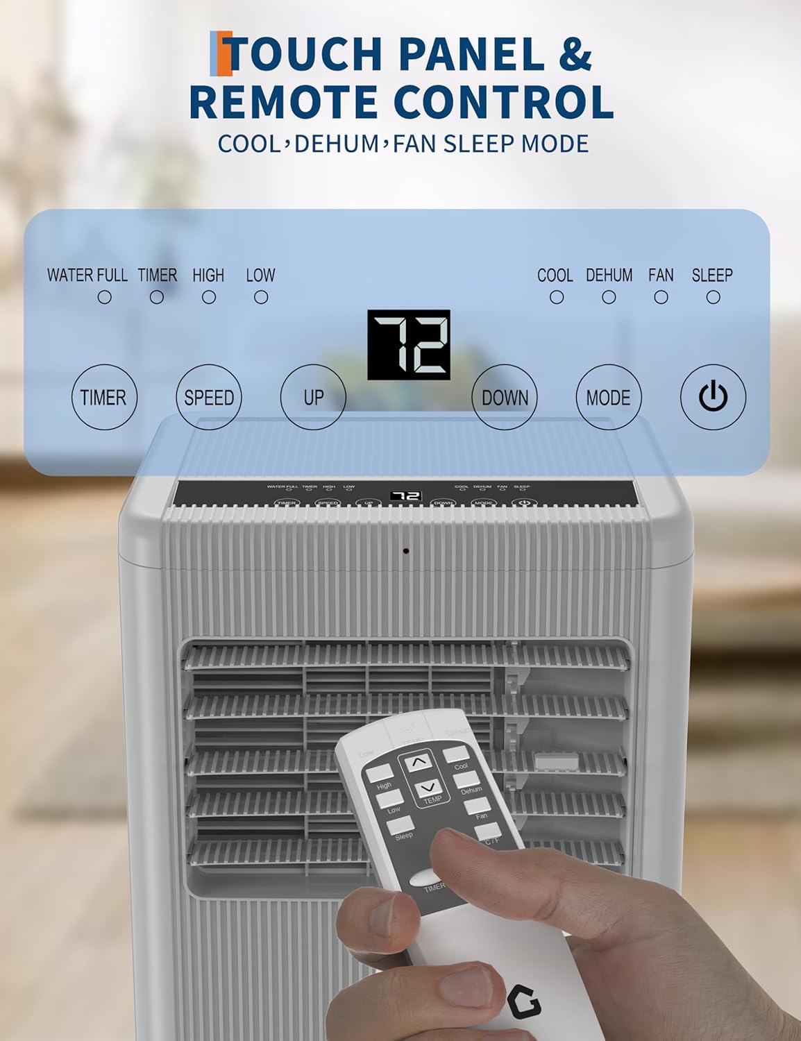 10000 BTU Portable Air Conditioners, 3-in-1 Quiet Air Conditioner Portable with Cooling, Dehumidifier and Fan Modes, AC Unit with Remote & Installation Kit, Air Conditioner for 450 Sq.Ft Bedroom, Gray