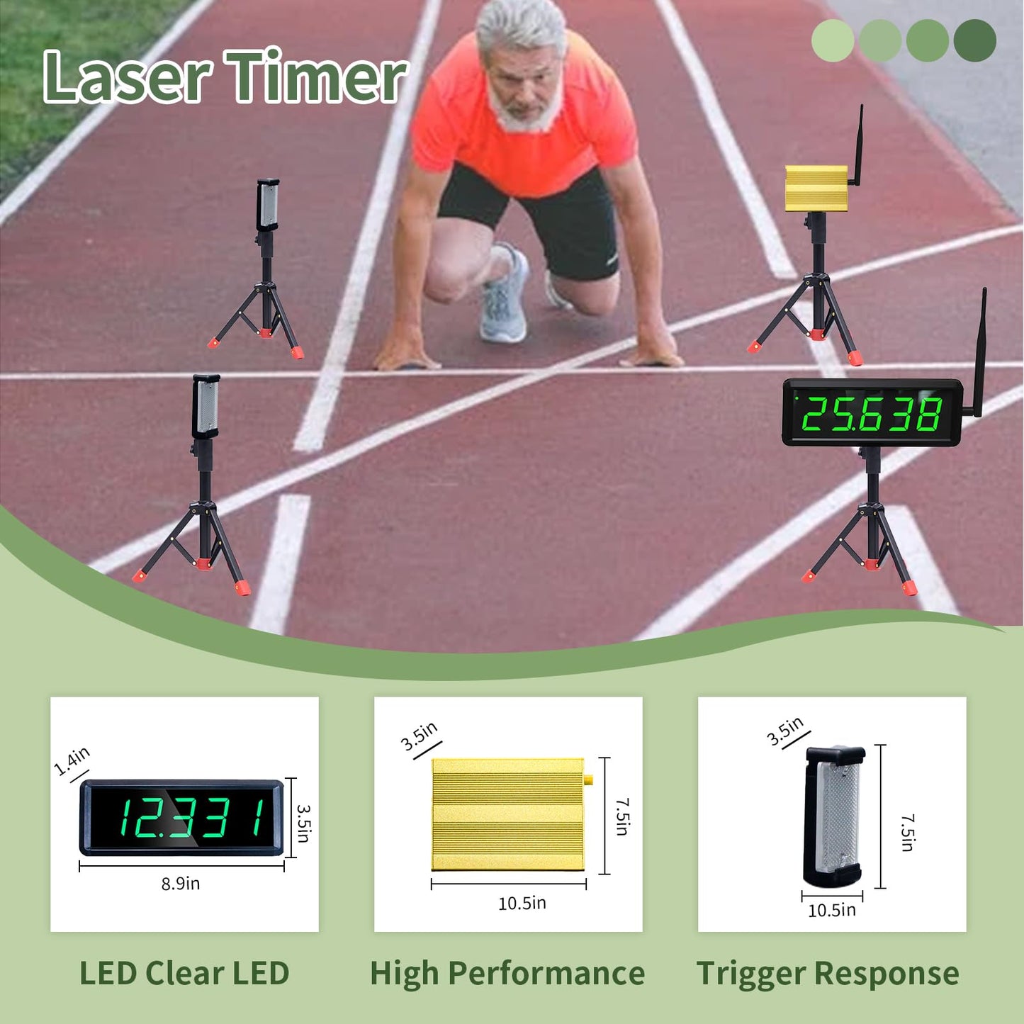 GAN XIN 40/60 Yard Sprint Timer for Track Wireless Race Clock, Stopwatch for Speed Training, Adjustable Tripod Precision Laser Racing Time（Smaller Tripod）