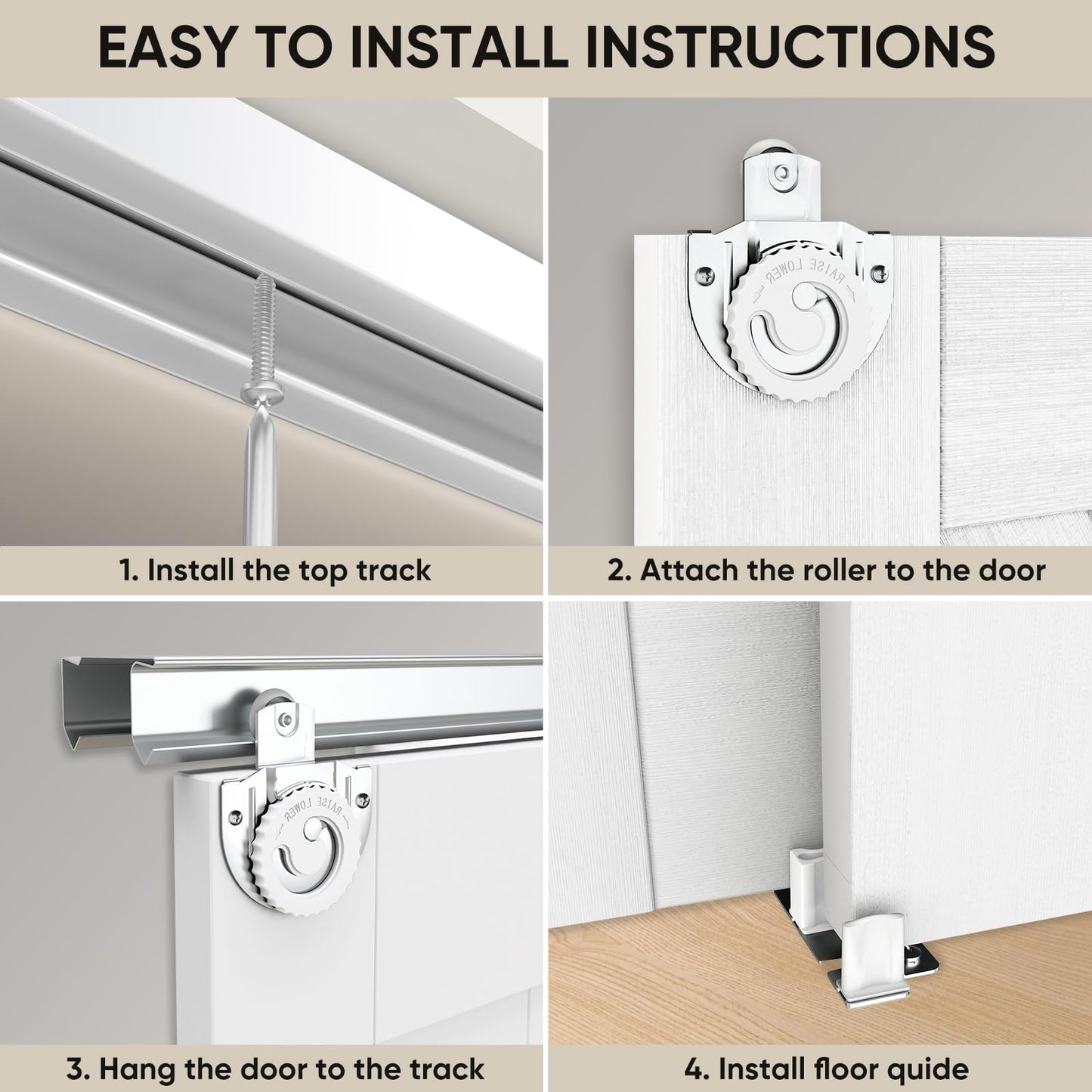 JUBEST 72"(Double 37") x80 Sliding Closet Door, K Style Bypass Closet Door with Hardware Kit & Matching Fascia, Preassembled Solid Wood Slab with Water-Proof PVC Surface, Easy to Install, White