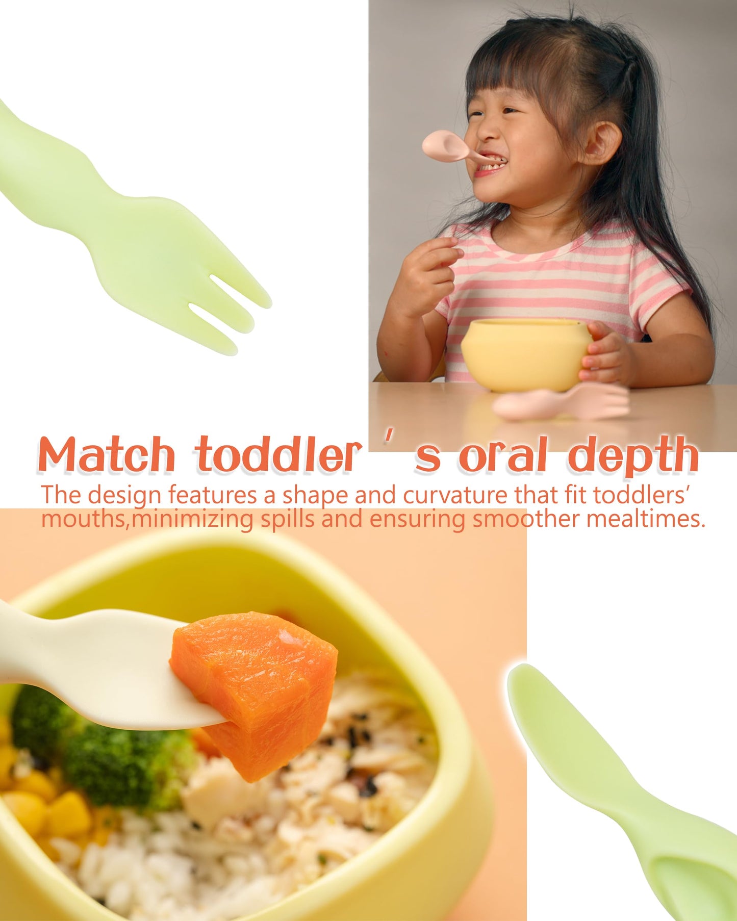 Tiny Genius Toddler Utensils Set Ergonomic Fork and Spoon and Bowl Set Non-Slip Design for baby 1-4 Year Olds Self-Feeding BPA Free Silicone Microwave and Dishwasher Safe Fine Motor Skills (Purple)
