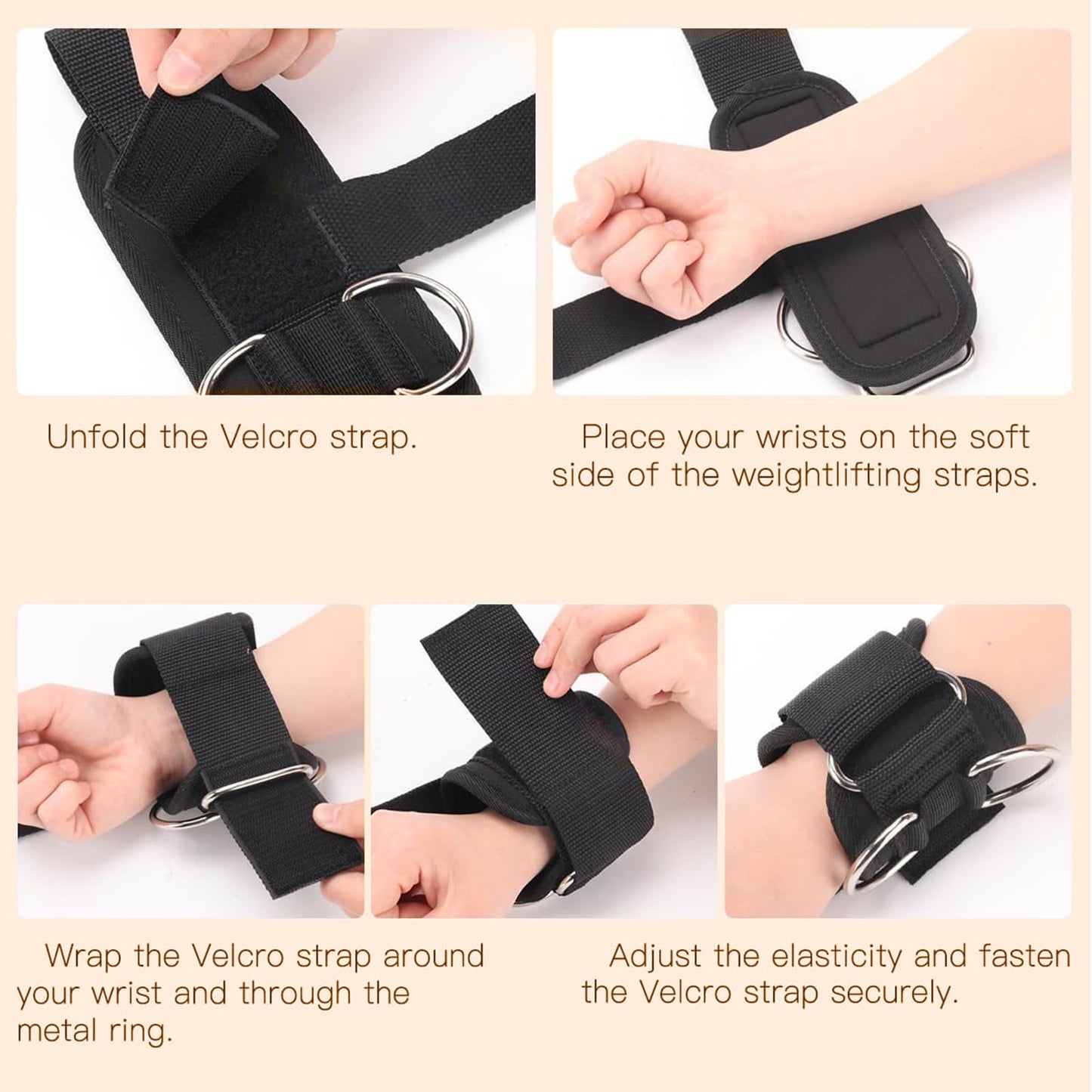 Weight Lifting Wrist Straps with D-Rings,Weight Straps,Heavy Duty Wrist Wraps,for Men & Women,Deadlifts,Pull-Ups,Cable Machines,Snatches