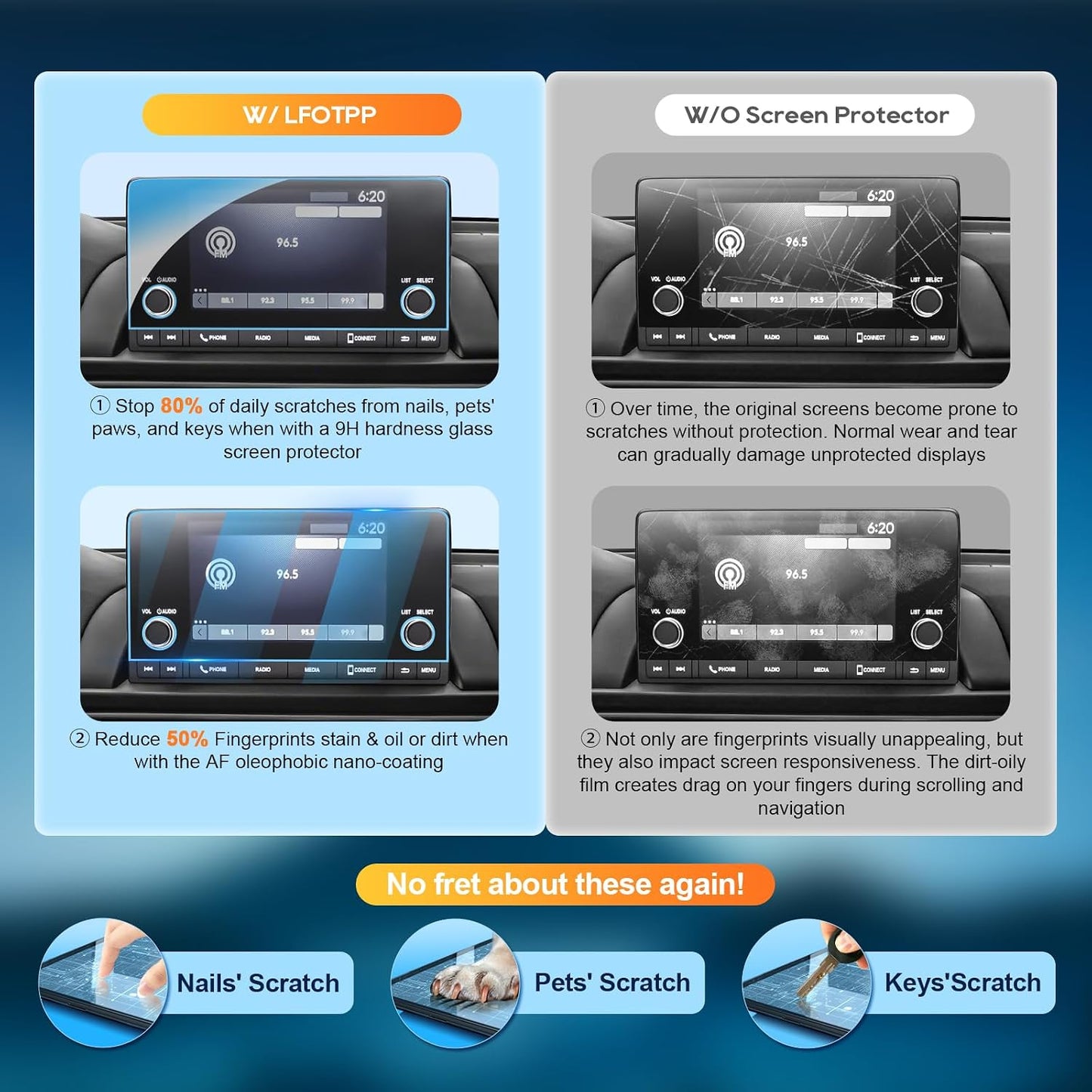 2023-2025 7 inch 9H LFOTPP For Pilot Screen Protector - Compatible with Pilot (LX/Sport) Touchscreen Tempered Glass