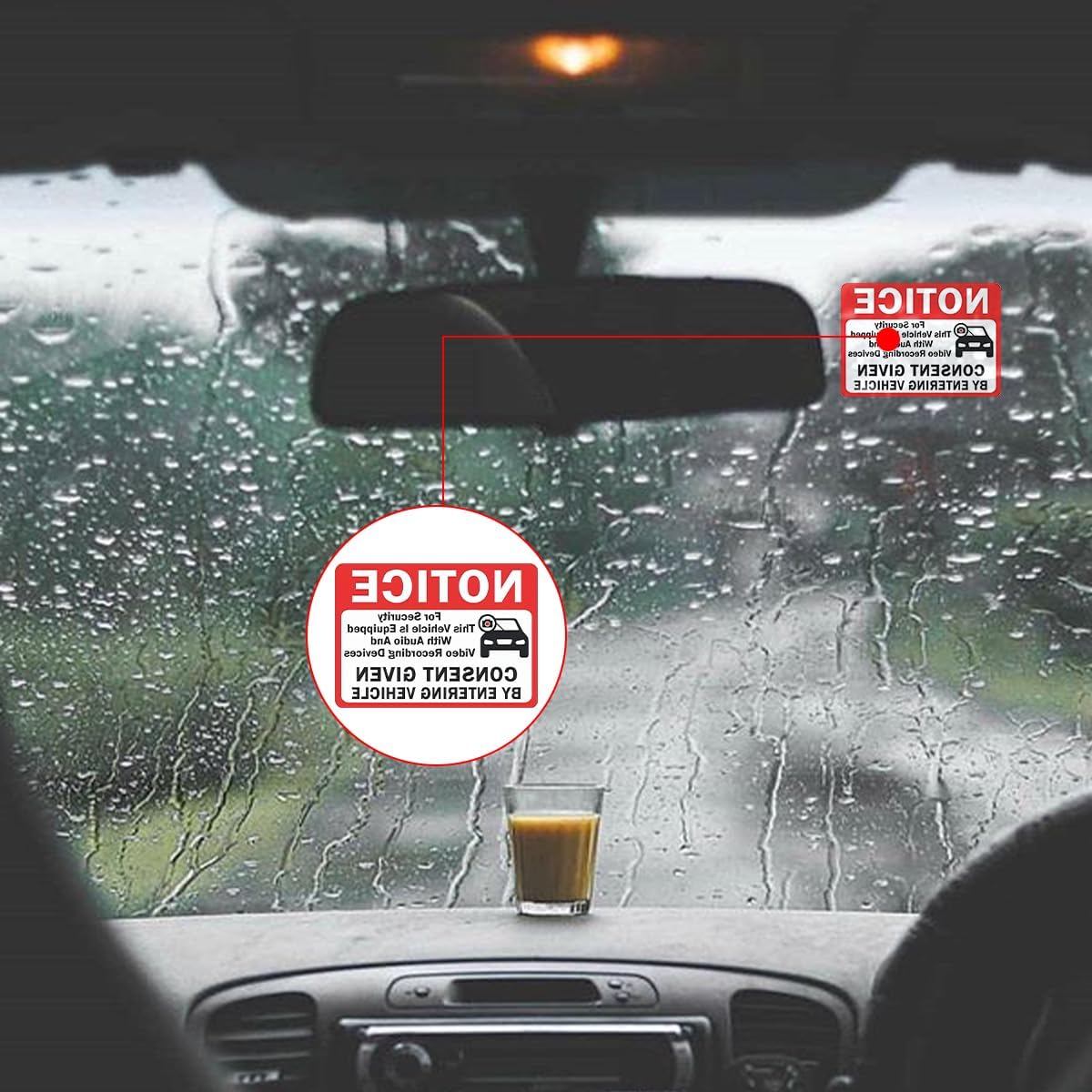 Bittwee 6PCS Car Camera Audio Video Recording Window Vinyl Stickers, Waterproof Sun-Proof Vehicle Video Recorder