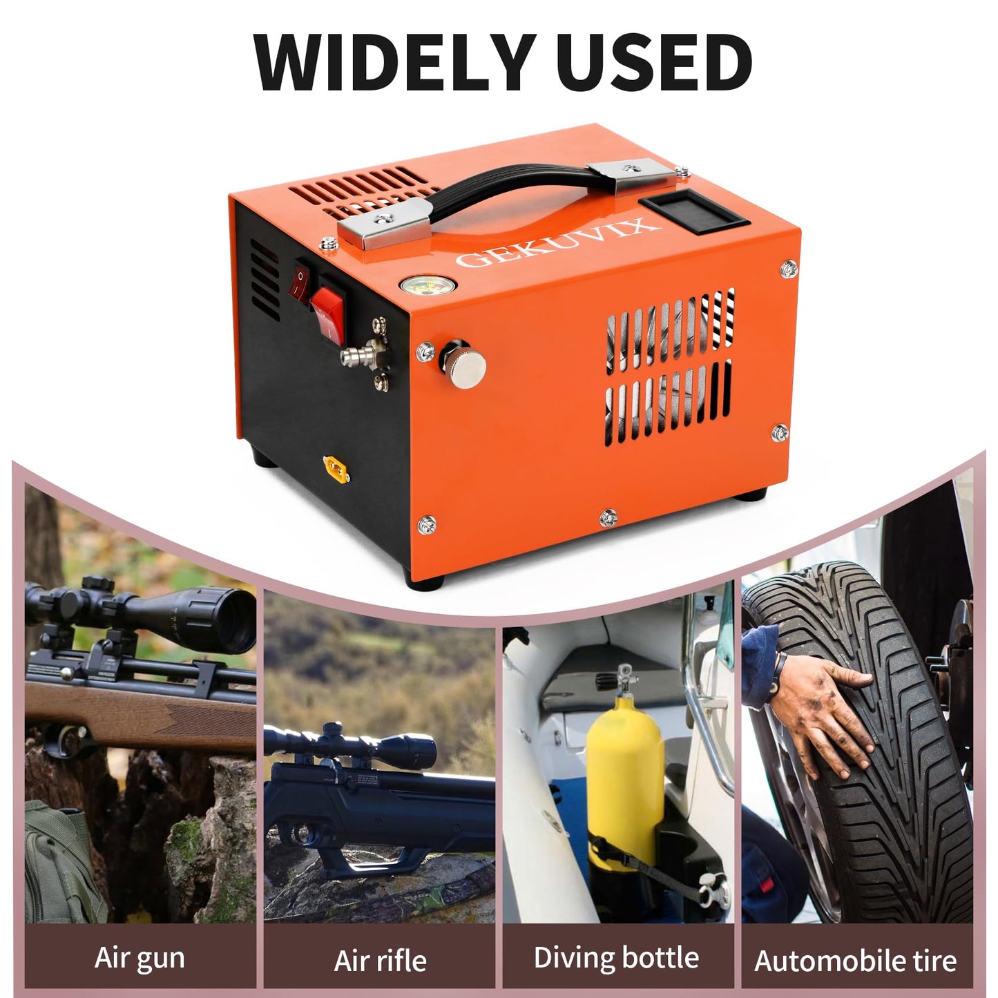 Portable PCP Air Compressor, 4500PSI/30MPa Water & Oil-Free,12V DC/110V AC Dual Power with Power Converter, Built-in Cooling Fan, High Pressure Air Pump for Airguns, Paintball Tank