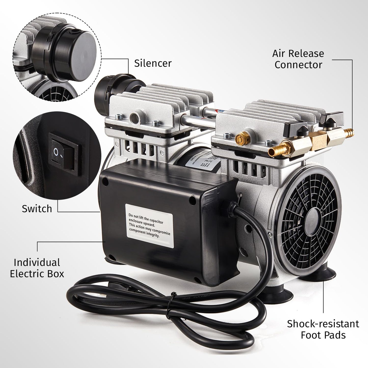 MEISHUNDA Pond Aeration Pump,550W Power 5.2CFM for Up to 3 Acre with Timer,3/4 HP Compressor,NO Diffuser
