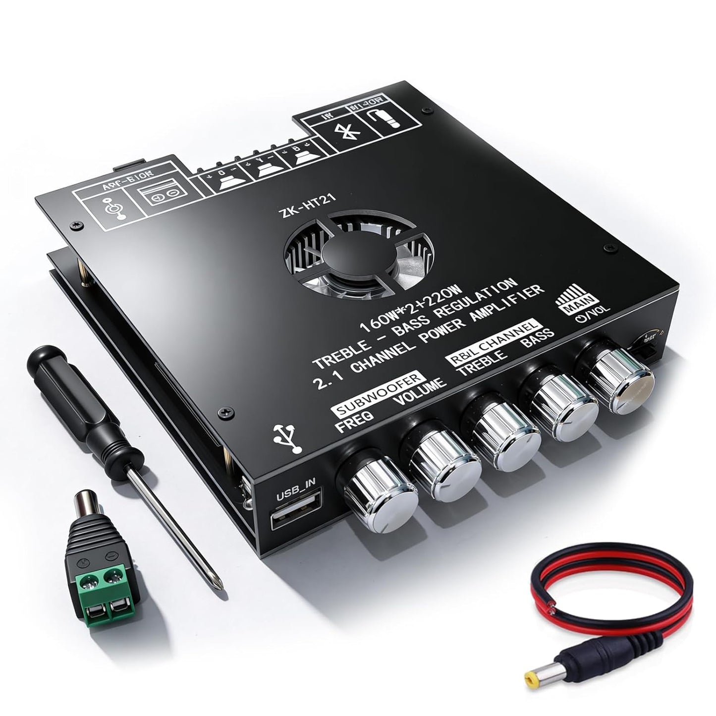 Sigllr 5.1 Board,540W 2.1 Bluetooth Audio Amplifier HiFi Channel Mini Subwoofer Power Amp Module with Treble & Bass