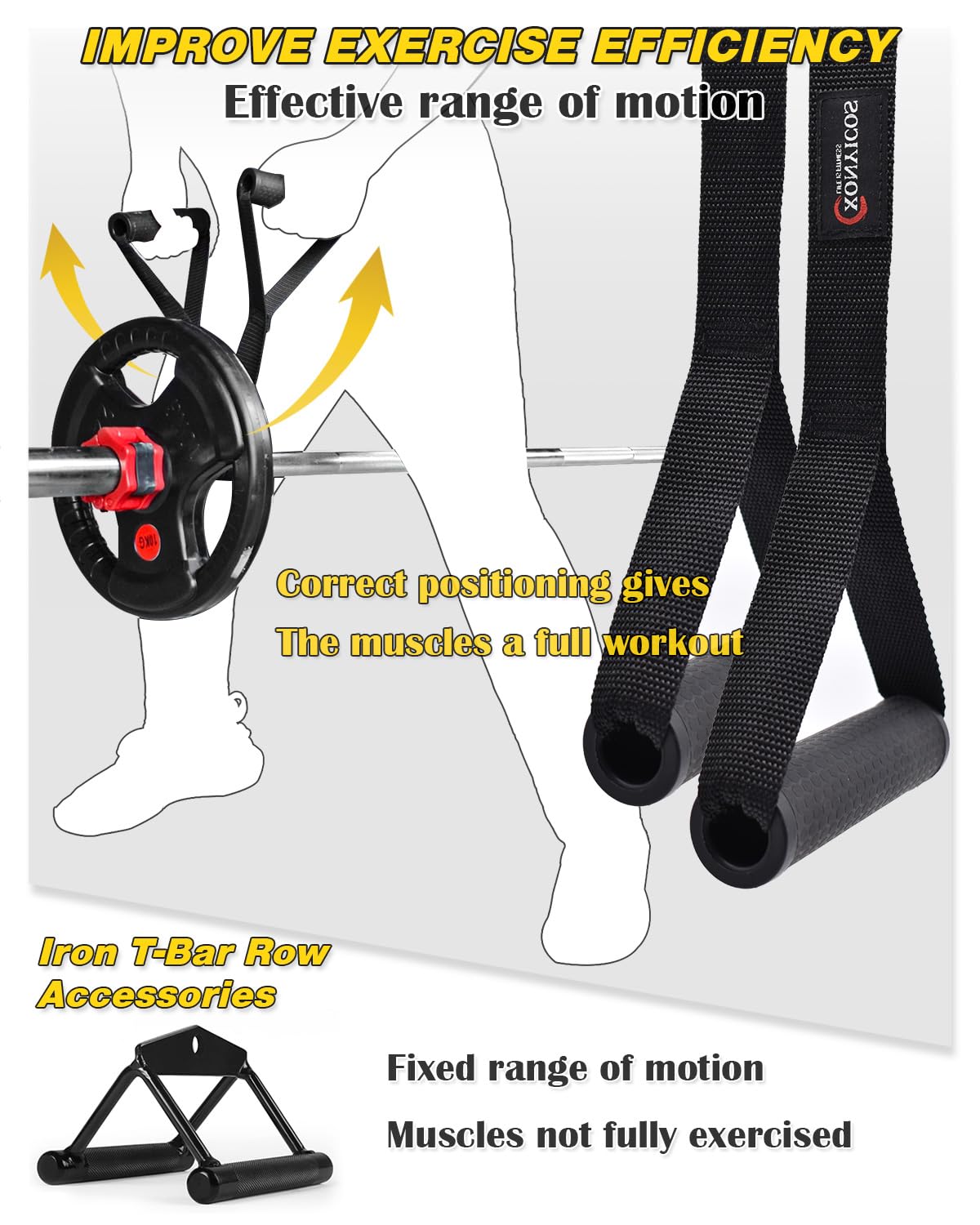 XonyiCos Portable landmine Straps Handle for landmine Attachment for barbellGrips Landmine Attachments Home Gym Equipment for Build Arm Shoulder Back Muscles