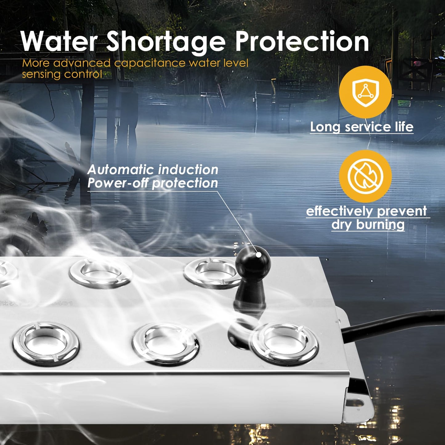 Hanchen Mist Maker 12 Head Ultrasonic Fogger Mist Humidifier Fog Atomizer Halloween Water Fountain Pond 18.7lb/h Large Fog Volume CE Certificate (Mist Maker + Water Resistant Power Supply + Float)