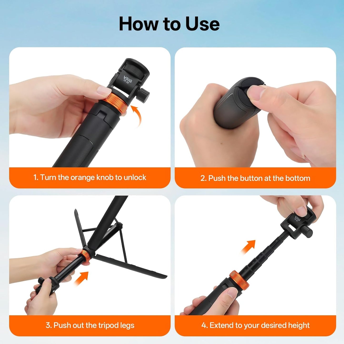 63" 180 1/4" TP-32 VRIG Extendable Photography Light Stand, Tripod Head Portable Tripod with Thread Phone Mount