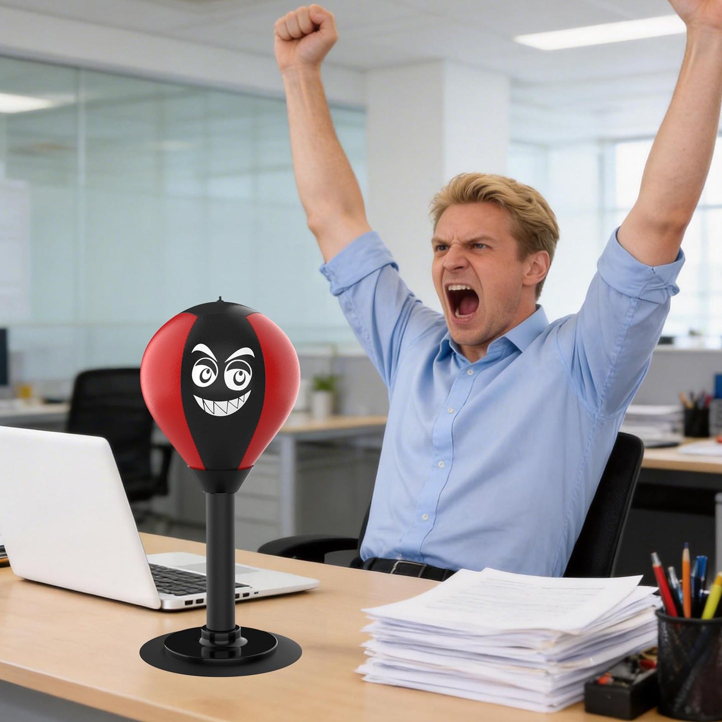 Desktop Punching Bag with Suction Cup - Stress Relief Toy for Office Desk, Heavy Duty Boxing Ball for Adults and Kids, Fun Gift for Coworkers & Friends