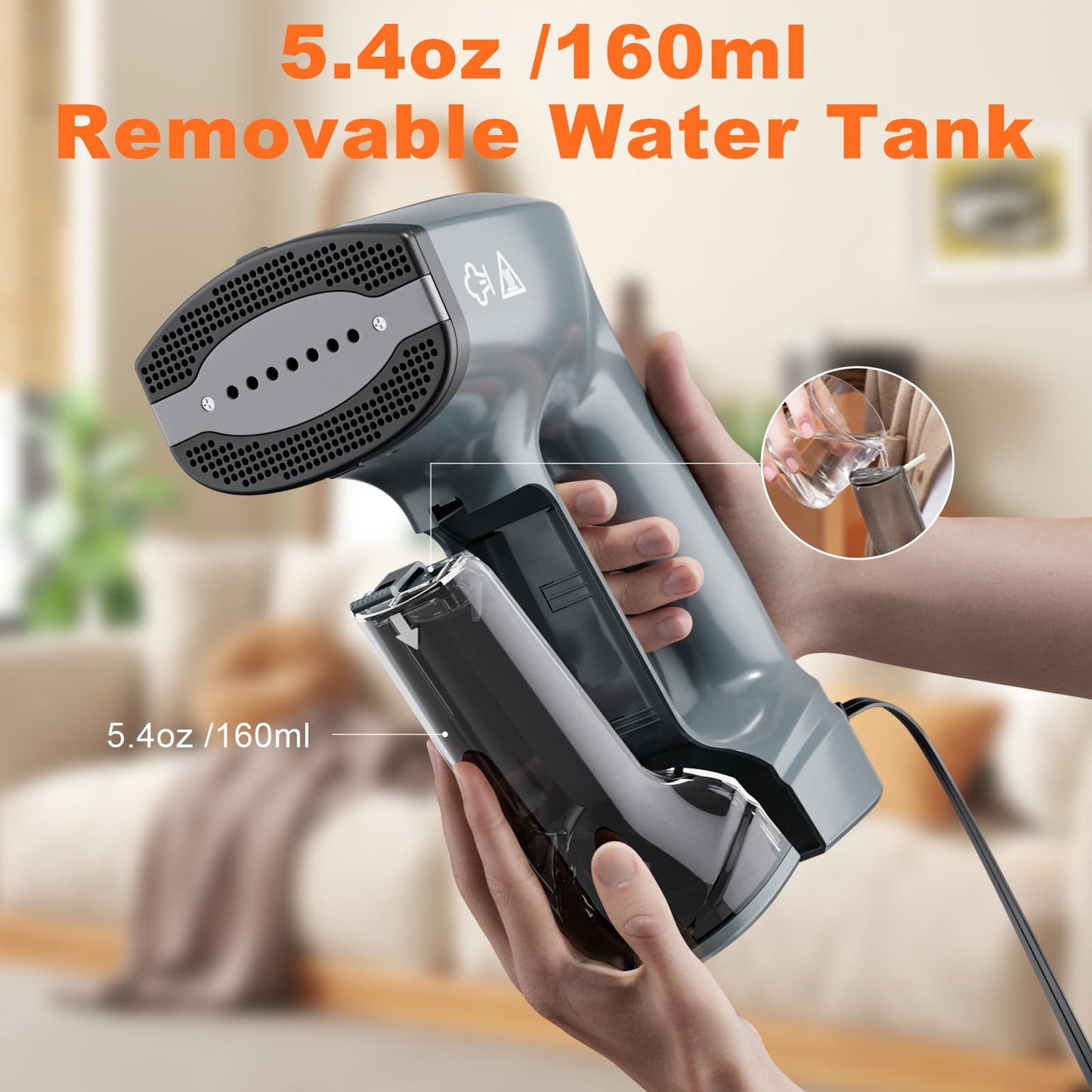 GHORA Vacuum Steamer for Clothes, 3500Pa Strong Suction Handheld Garment Steamer, Portable Travel Steamer & Iron Dual-Mode (110-120V)
