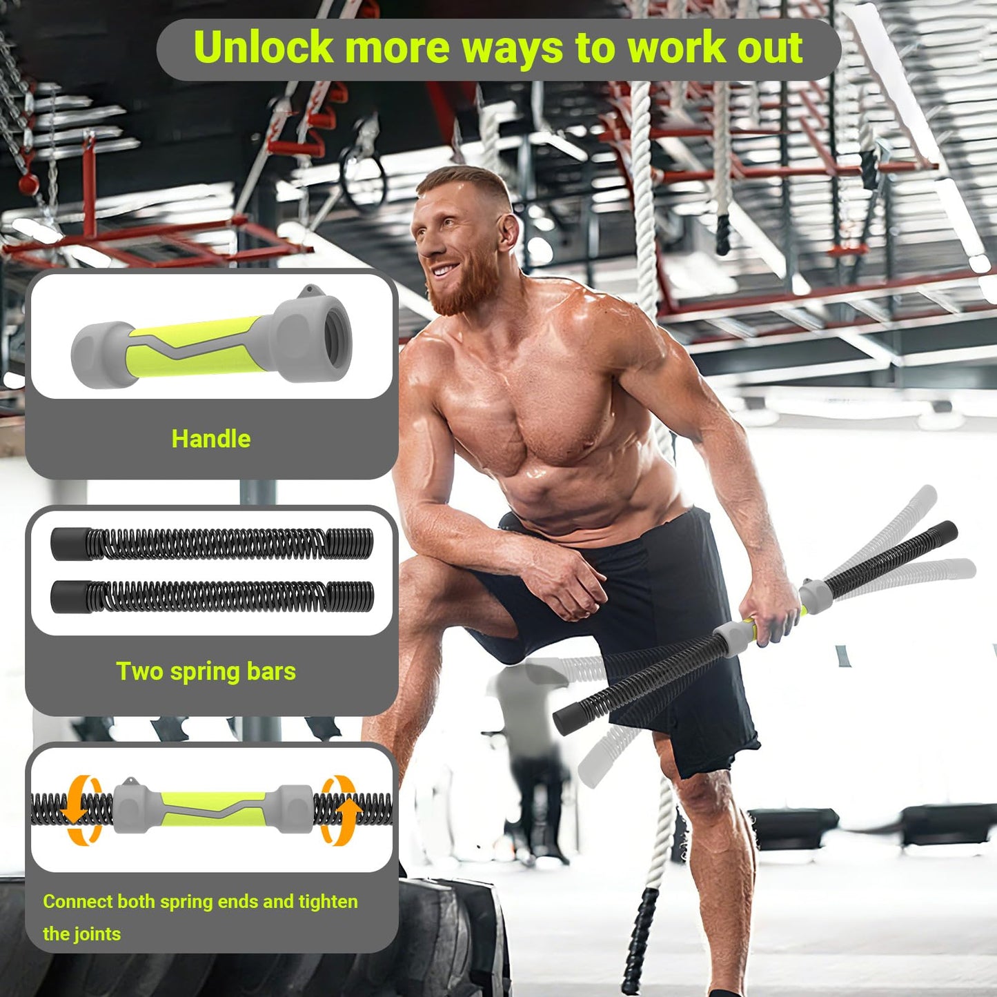 Weighted Cordless Battle Ropes, 2-in-1 Portable Ropeless Battle Ropes for Home Gym, Workout Ropes for HIIT, Strength & Low-Impact Aerobic Training, Versatile Exercise Equipment for Men & Women