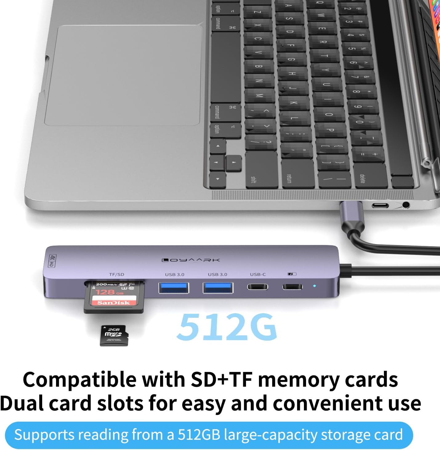 Loya Ark 4K60hz Pro,2 3.0 1 5Gbps 4K60hz 100W Charging,SD/TF3.0 USB C HUB,USB C to HD Multi-Port Adapter for MacBook