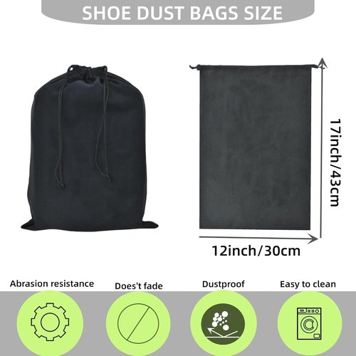 GONGKANGYUAN Shoe Bags for Travel - Flannel Drawstring Pouches for Men & Women | 2 Pack