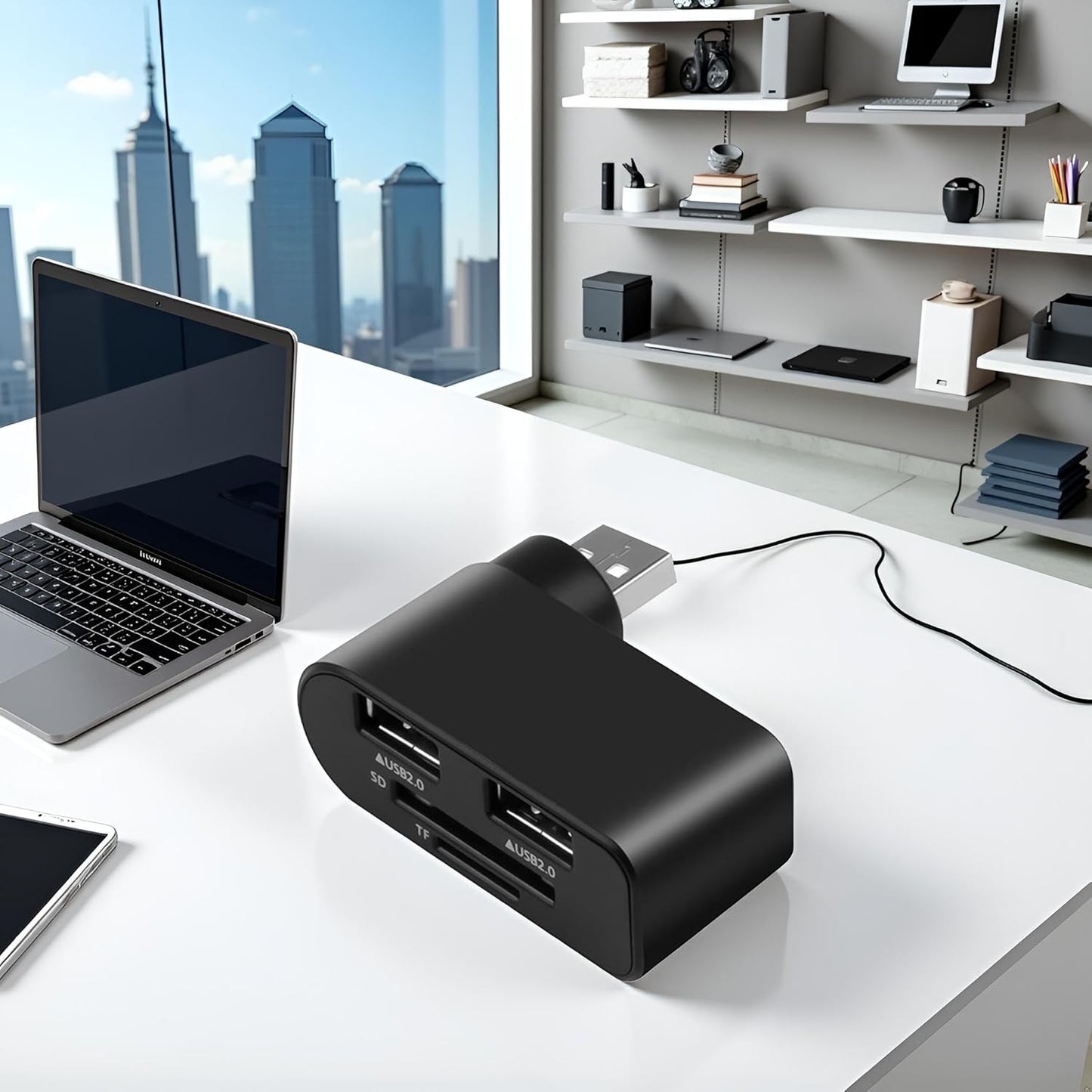 ZhangyiHot 1Pc 4 1 2.0 1 USB2.0 480Mbps 180 Black in USB Hub Docking Station Degrees Rotatable Splitter Card Fast