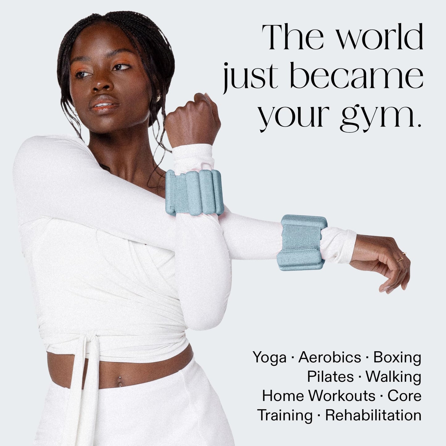 Bala Bangles Wrist & Ankle Weights for Women & Men - 1 lb Adjustable Weighted Bands - Soft Silicone Arm & Leg Weights for Pilates, Yoga, Walking, Barre, Home Workout & Strength Training Exercise