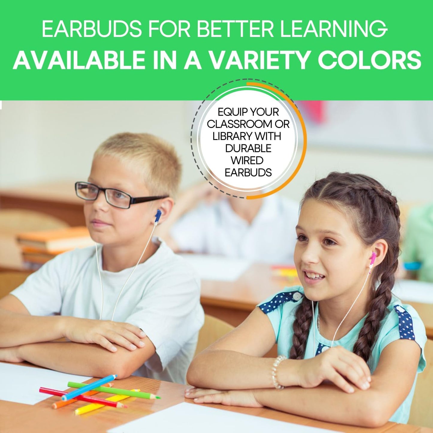 Waneni 30 Pack Set Colors,30 Pack) Wholesale Bulk Earbuds Headphones Class for School Classroom Students Kids Children