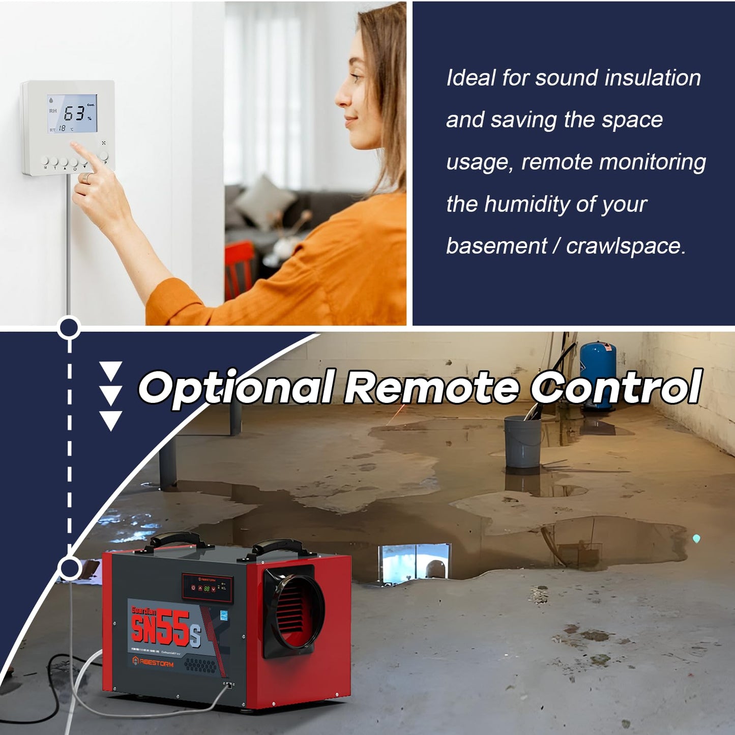 Abestorm Crawl Space Dehumidifier, 120 Pint Commercial Dehumidifiers for Basement, Industrial Dehumidifier with Drain Hose, Portable Dehumidifier Crawlspace, Auto Defrosting, 5 Years Limited Warranty