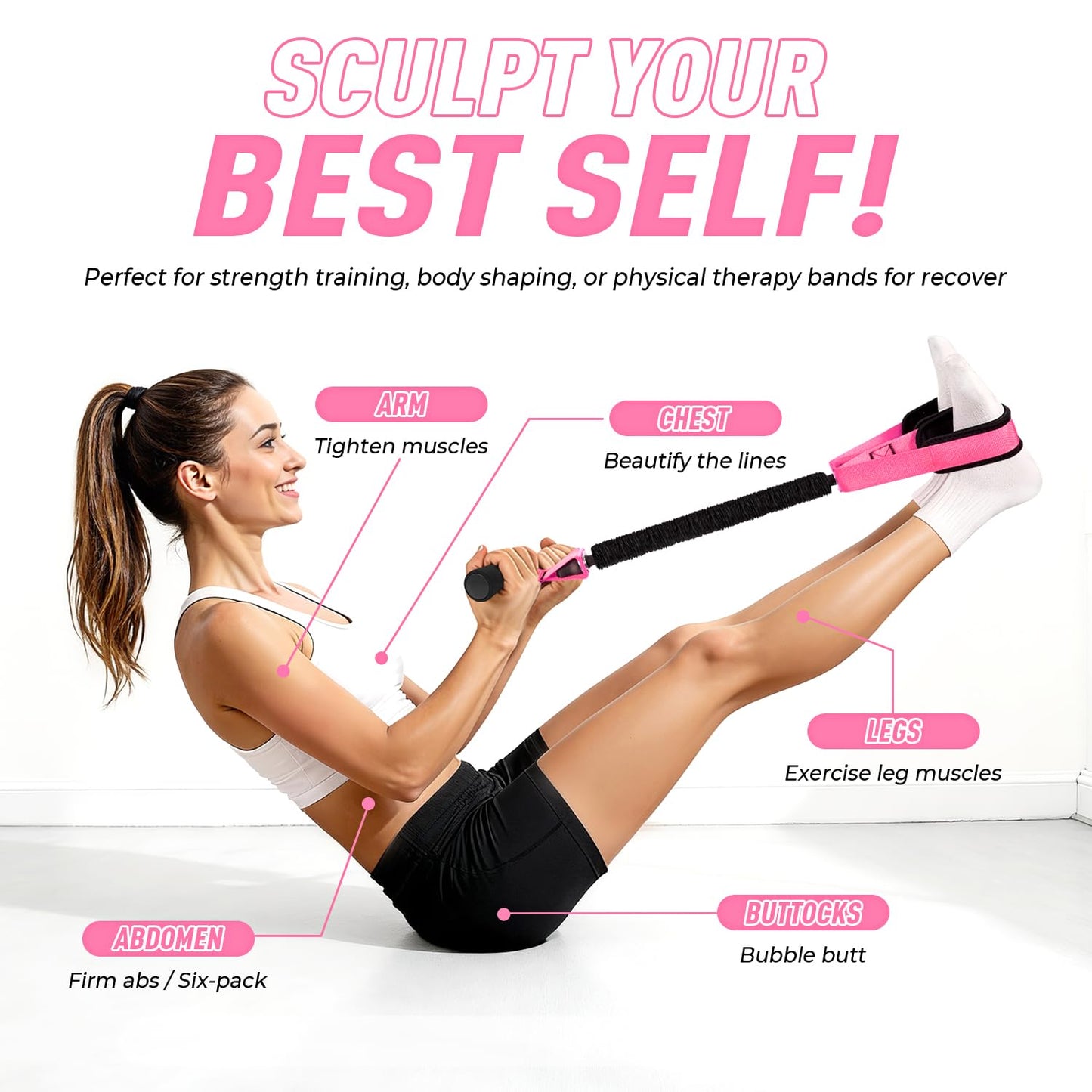 2026 Upgraded Durable Pedal Resistance Band with Handle, Thickened Latex Tubes and Soft Foam Fabric Foot Pedal, Sit Up Exercise Equipment for Abdomen, Waist, Arm, Core/ABS, Leg, Physical Therapy