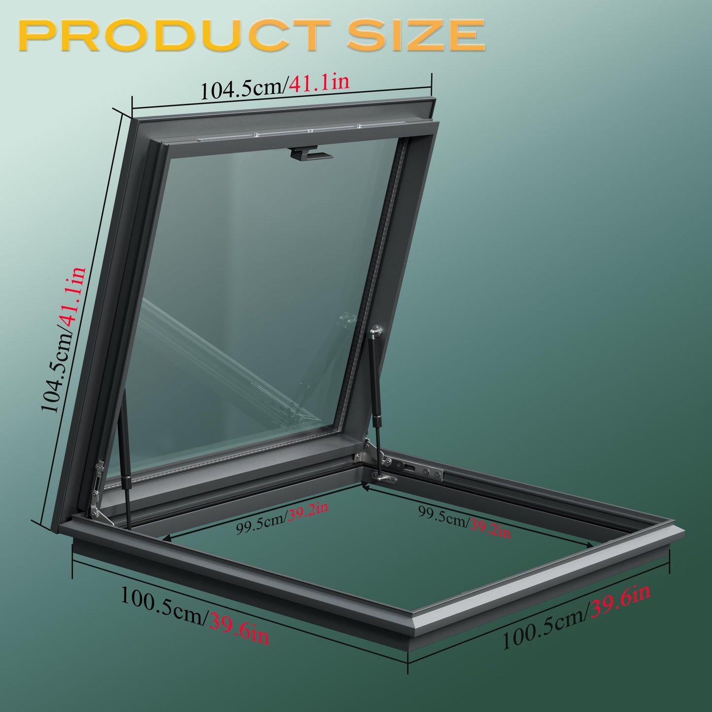 Viuseo Manual Skylight Window, Skylights for House Roof with Double Tempered Glass and Aluminum Alloy Frame, Roof Skylight for Home/Sun Room/Attic/Basement Daylighting