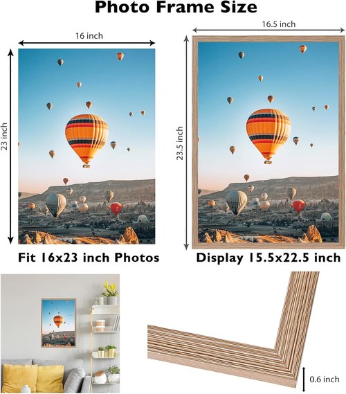 JCJMY Rustic Brown Picture Frame - 16x23 for Horizontal & Vertical Photos | Wall Hanging Gallery Decor