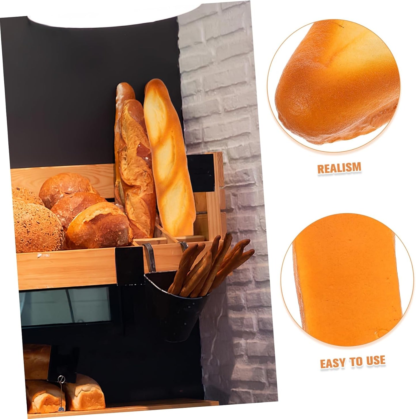 Cabilock Realistic Artificial Baguette Bread Model Lifelike Fake Bread Display Prop for Cake Photography Bakery