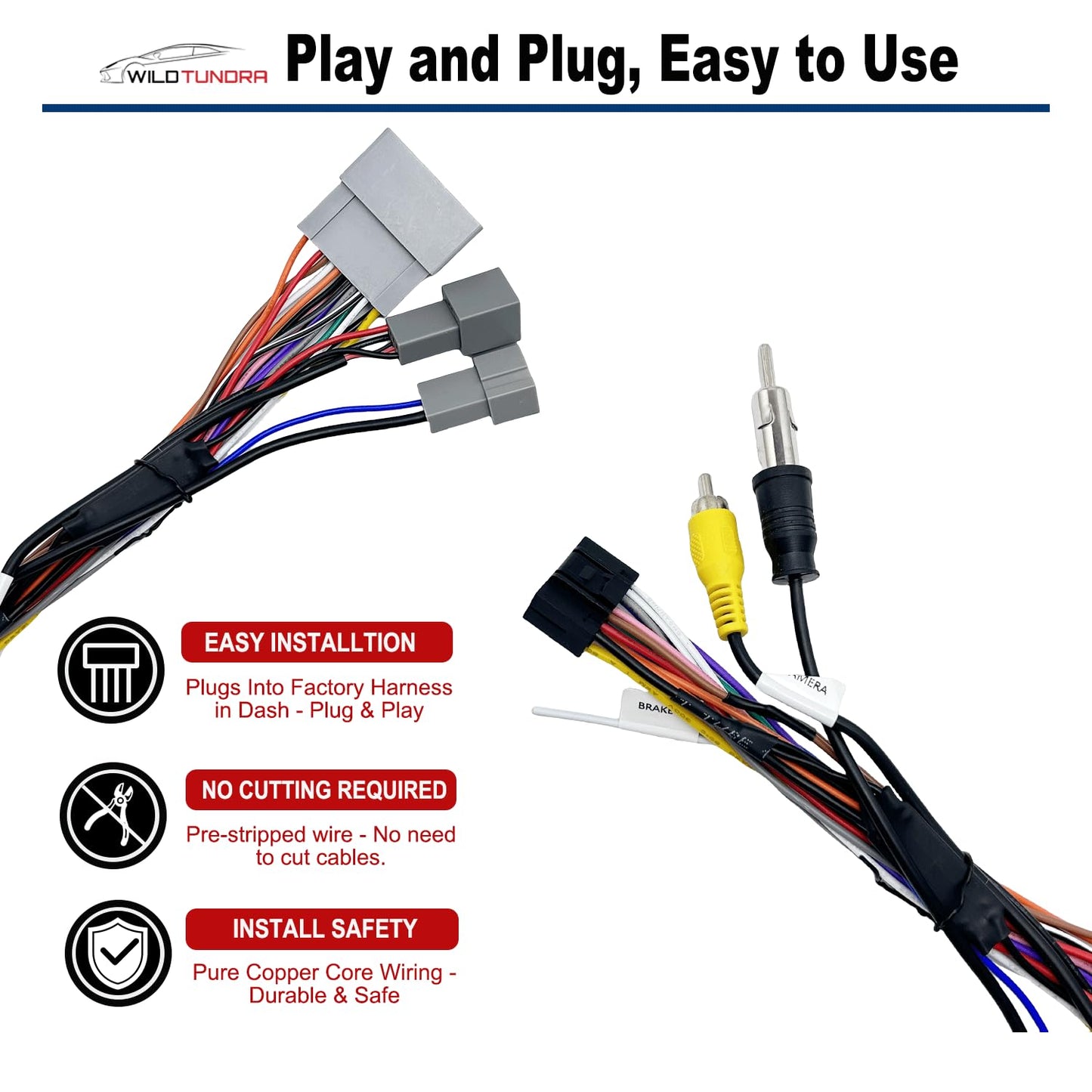 16-Pin 2013-2020 Android Aftermarket Radio Wiring Harness Adapter for Honda Odyssey (Except EX-L Trim), with Antenna