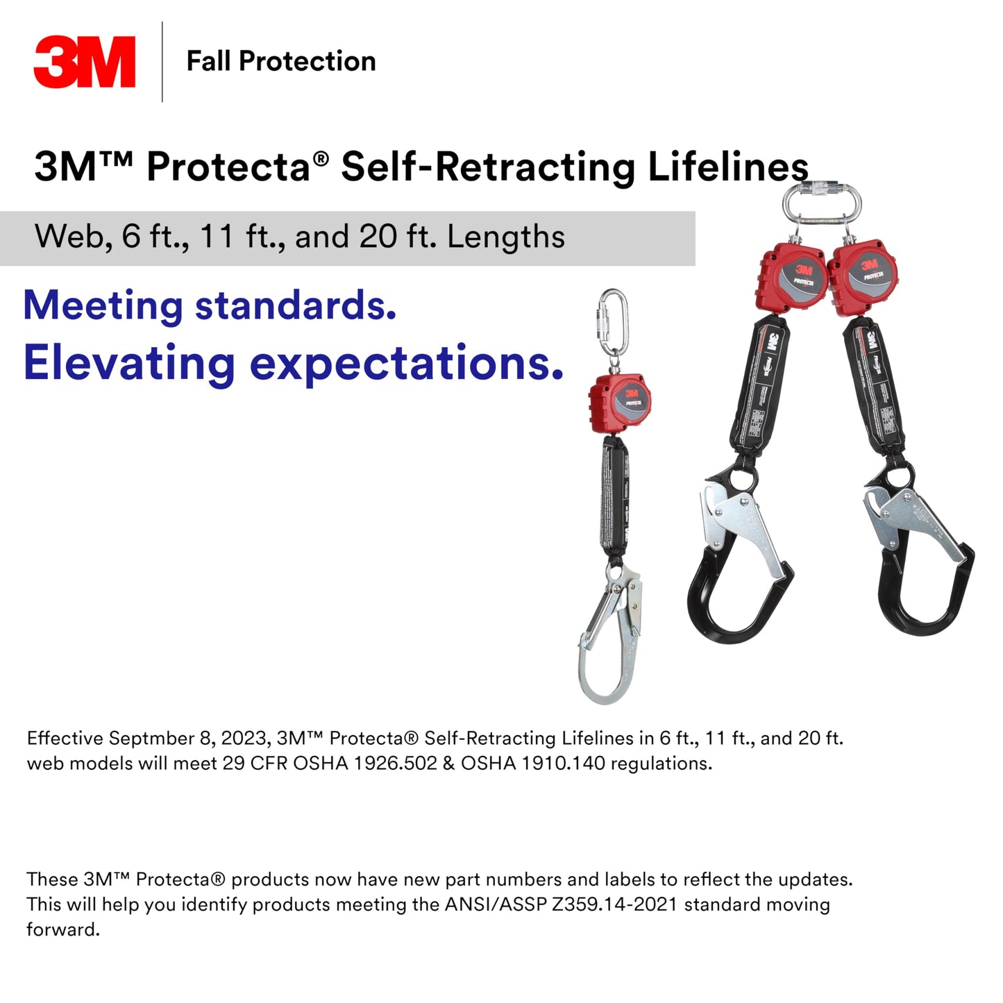 3M Protecta Self-Retracting Lifeline with Carabiner 3100513, Web, Steel Snap Hook, 11ft.