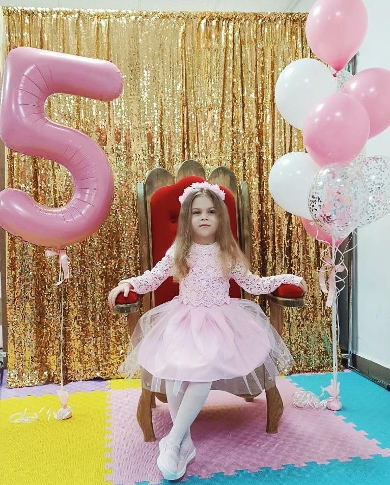 Pearlescent Pink Number 7 Balloon - 40 Inch Giant Foil Balloon for 7th Birthday Party Decorations
