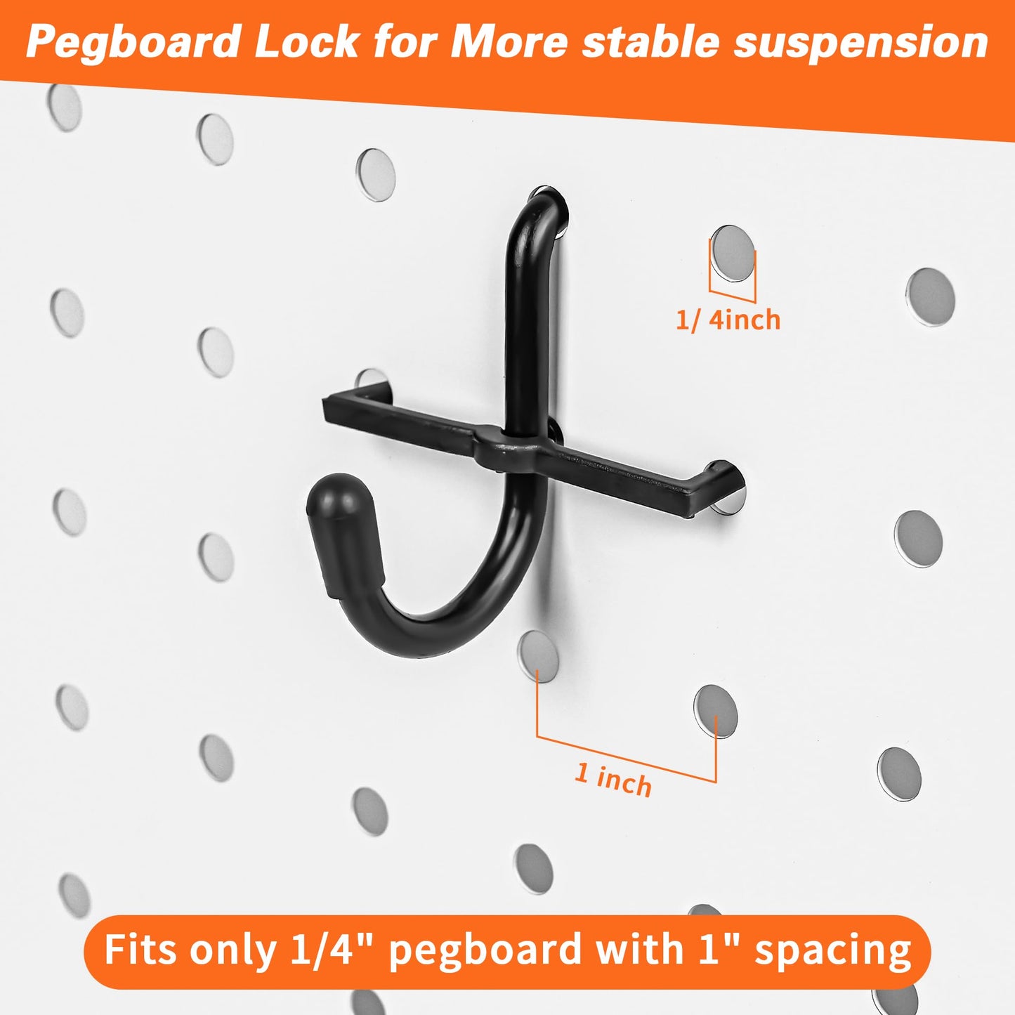 Hogurity 296 PCS Extra Thick 0.2'' Pegboard Hooks for 1/4" Peg Board Hanging Tools, Heavy Duty Metal Black Pegboard Accessories with Pegboard Bins and Peg Locks for Garage Organization