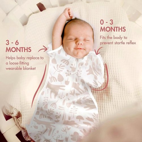 ANYEDDE Newborn Swaddle Sleep Bag - 2-Pack Arms Up Design, Removable Cuffs, Pink Bunny, 0-3 Months