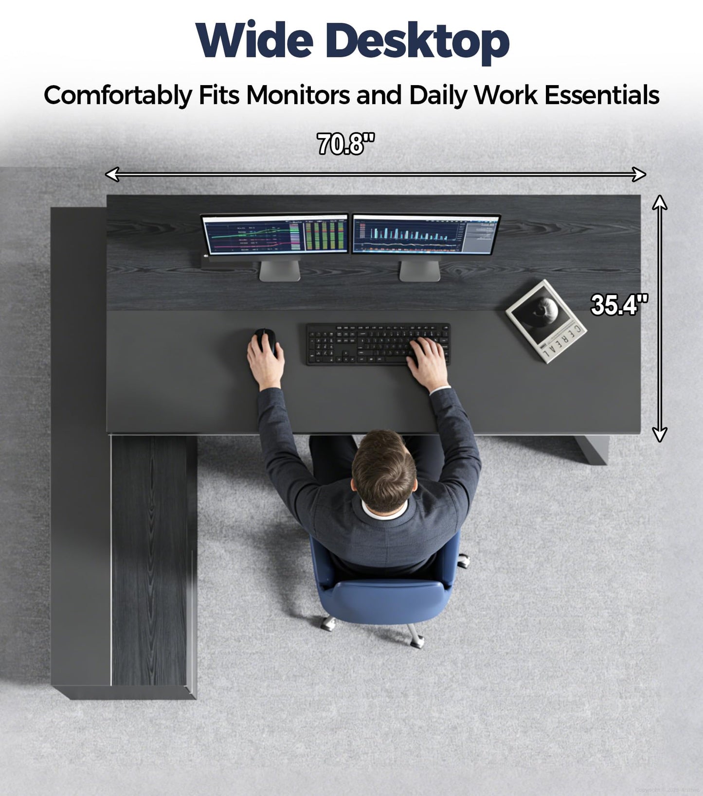 Anzhap 79" L-Shaped Executive Office Desk with Drawers, Enclosed Cabinet, Ventilated CPU Compartment, Built-in Outlets & USB Ports – Home Office Desk (Left Return, 79" L x 63" W x 30" H)