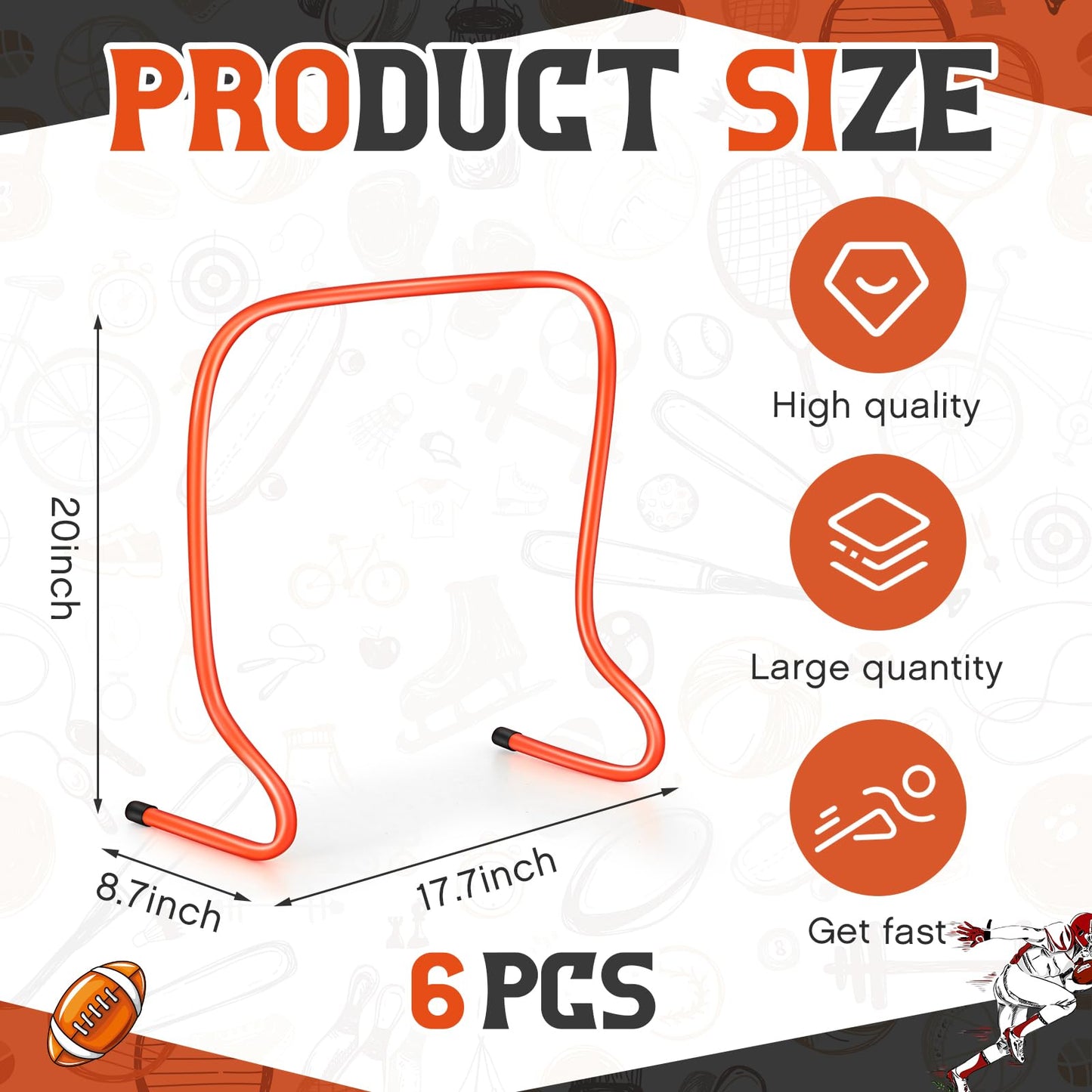 Leyndo 6 Pcs 20" Plyo Hurdles Training Equipment Practice Speed Hurdles Training Track Agility Soccer Football Basketball Baseball Plyometric for Kids Athletes Indoor Outdoor Sports