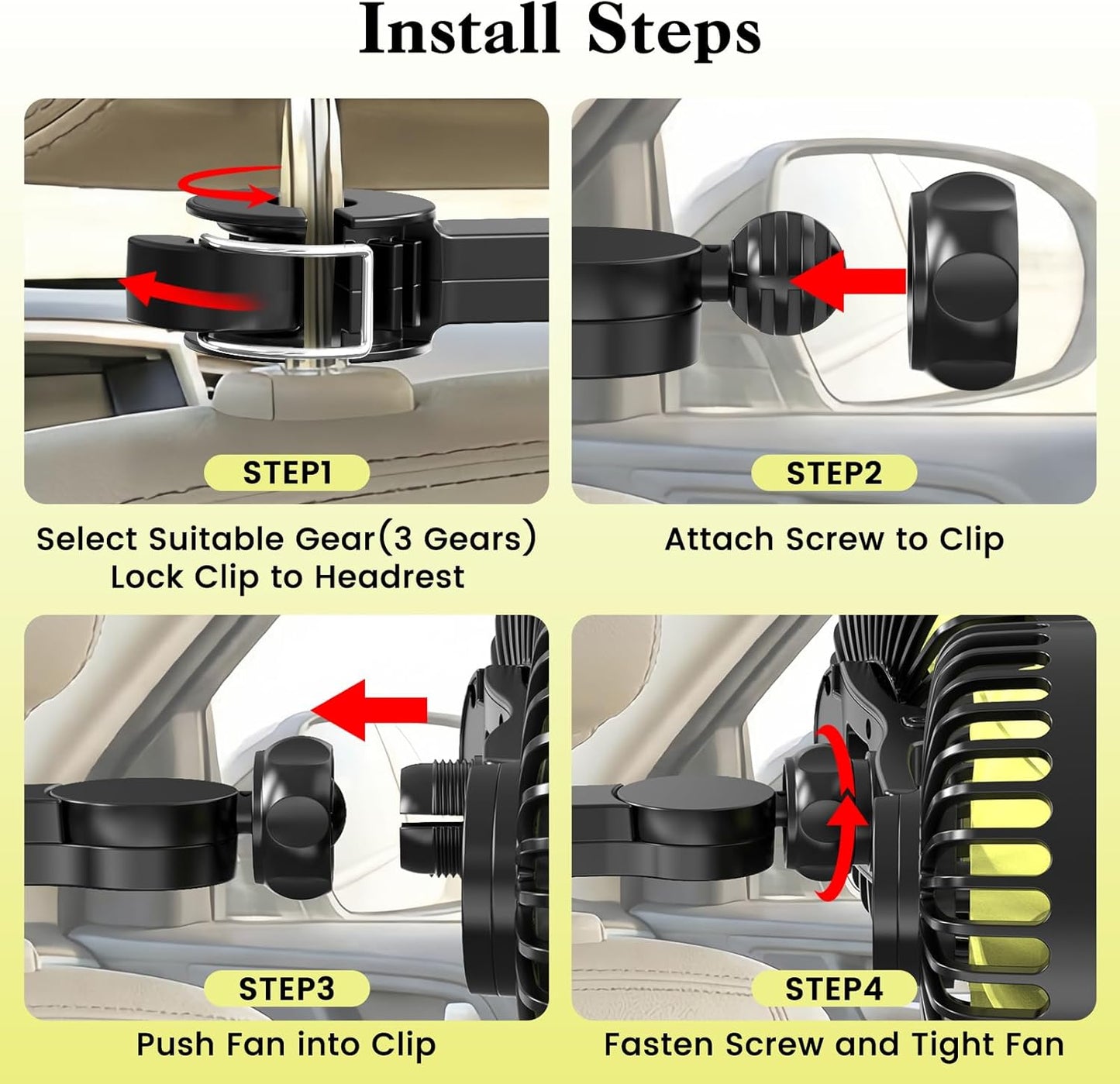 Dual Backseat Car Fan - Kid-Friendly Airflow Solution for Rear Seats