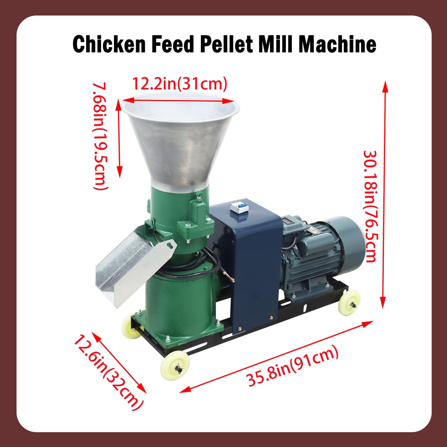 LGXEnzhuo 220V 6MM Feed Granulator Feed Pellet Mill Machine Feed Pelletizer Feed Pellet Making Machine with 2 Head Press Roller for Aquaculture Farm Feed Processing Plants 3KW