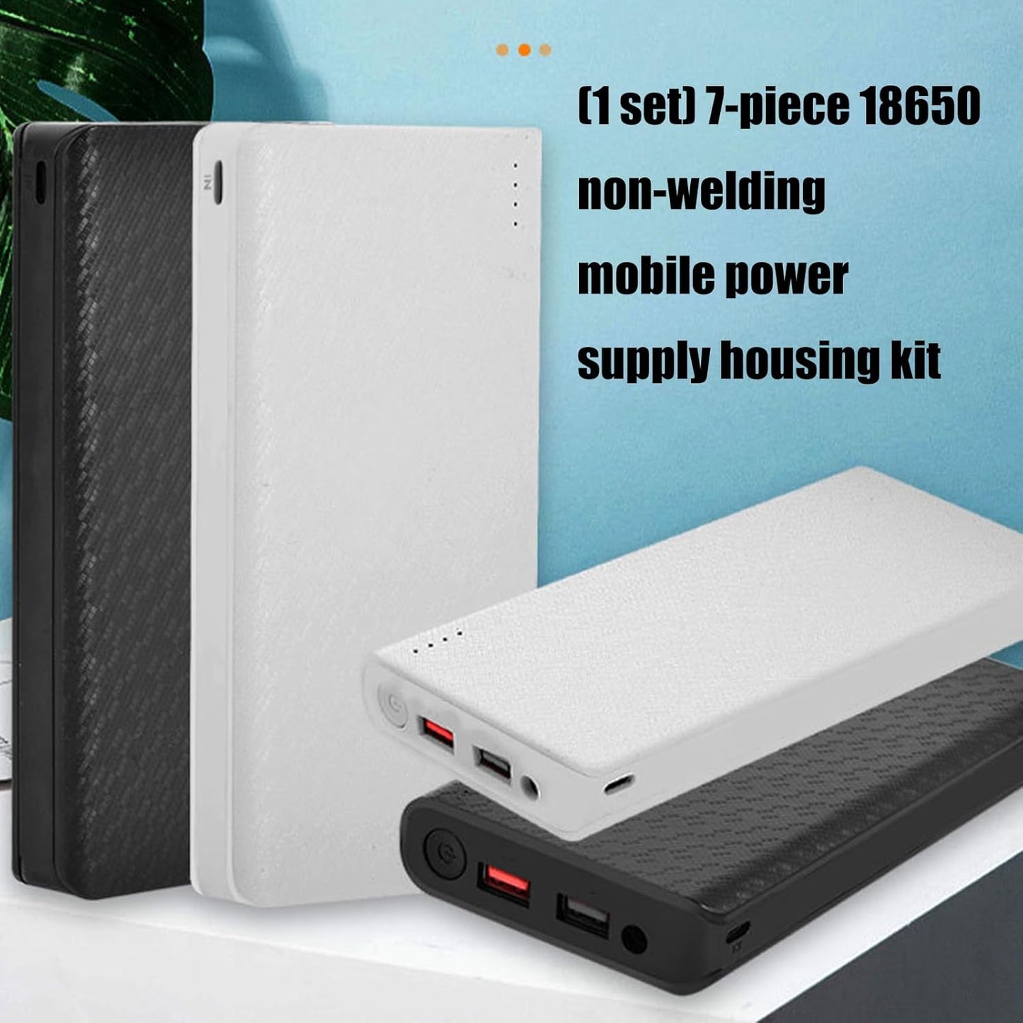 WikoNasc 18650 Set Rechargeable Battery Banks Modulars Build Fast Charging Double Ports LED Monitor ABS Texture