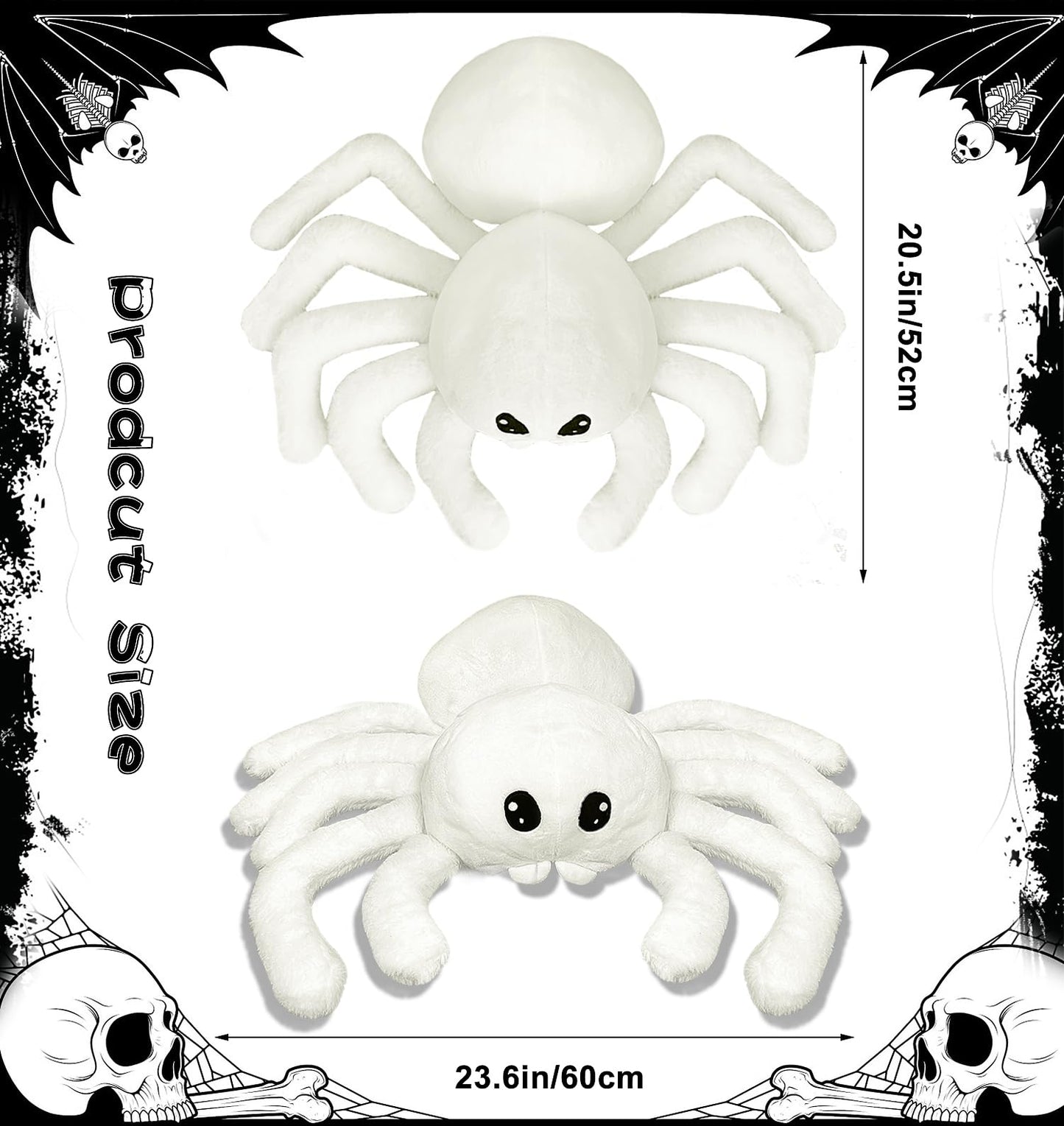 Arciveberg Halloween Spider Throw Pillow 20 x 23 Inches, Soft Faux Fur Tarantula Shaped Body Pillow for Living Room Bedroom Indoor Halloween Decor, Cute Large Gift for Spider Lovers