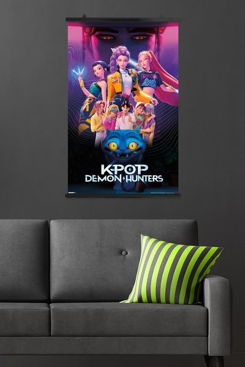 Netflix KPop Demon Hunters Wall Poster - Premium 34L x 22.4W Bundle with Clips